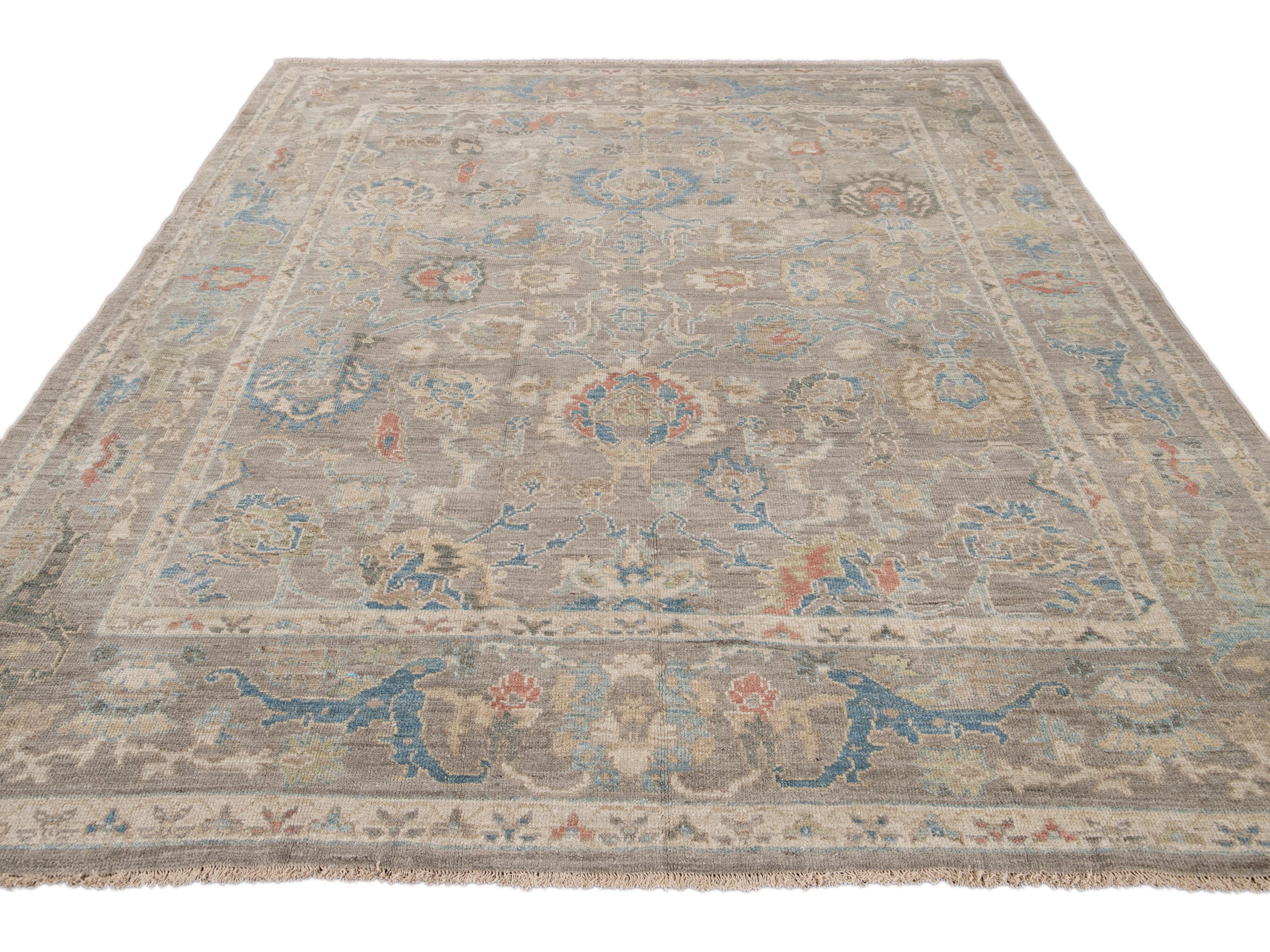 Modern Sultanabad Square Wool Rug 8 X 9