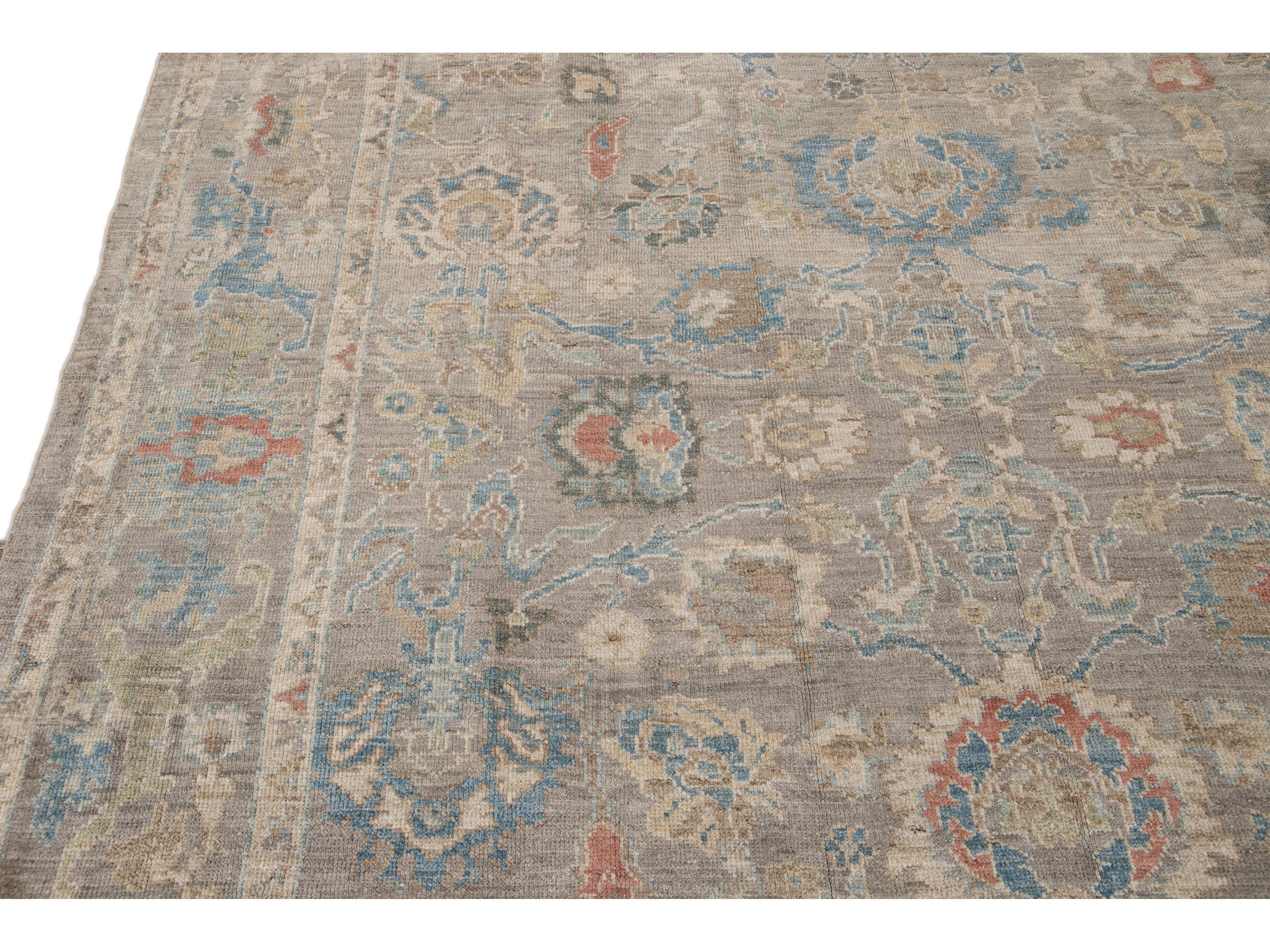 Modern Sultanabad Square Wool Rug 8 X 9