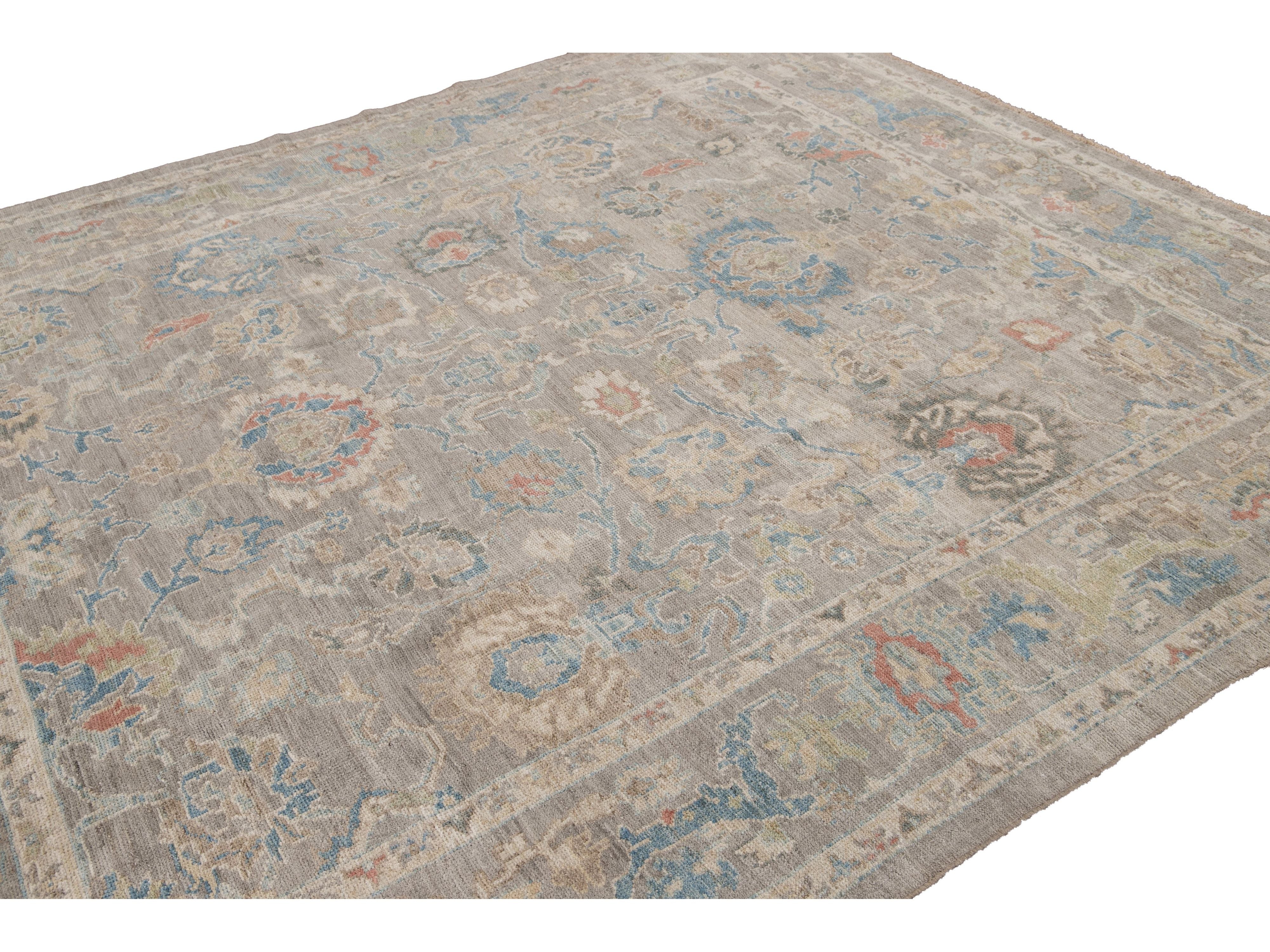 Modern Sultanabad Square Wool Rug 8 X 9