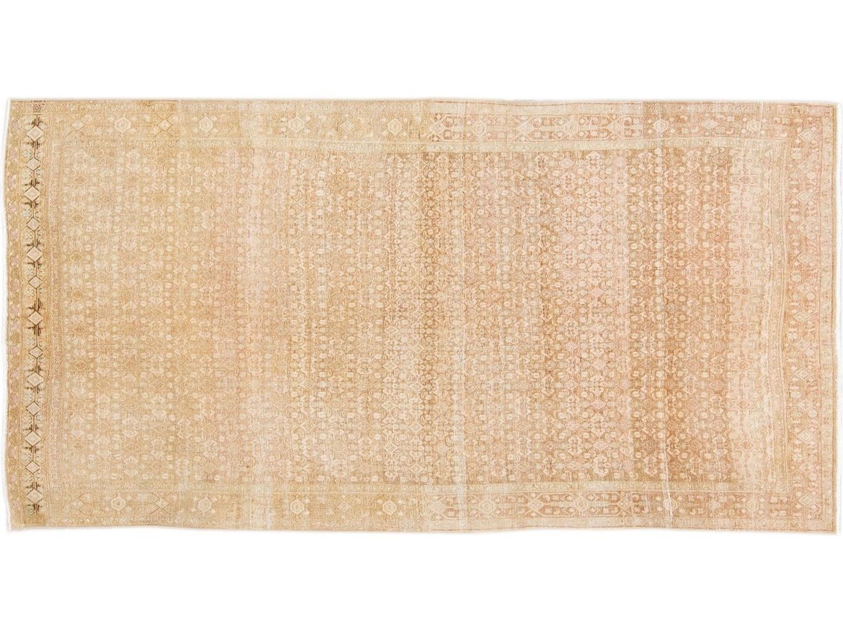 Antique Malayer Handmade Allover Designer Beige Wool Rug