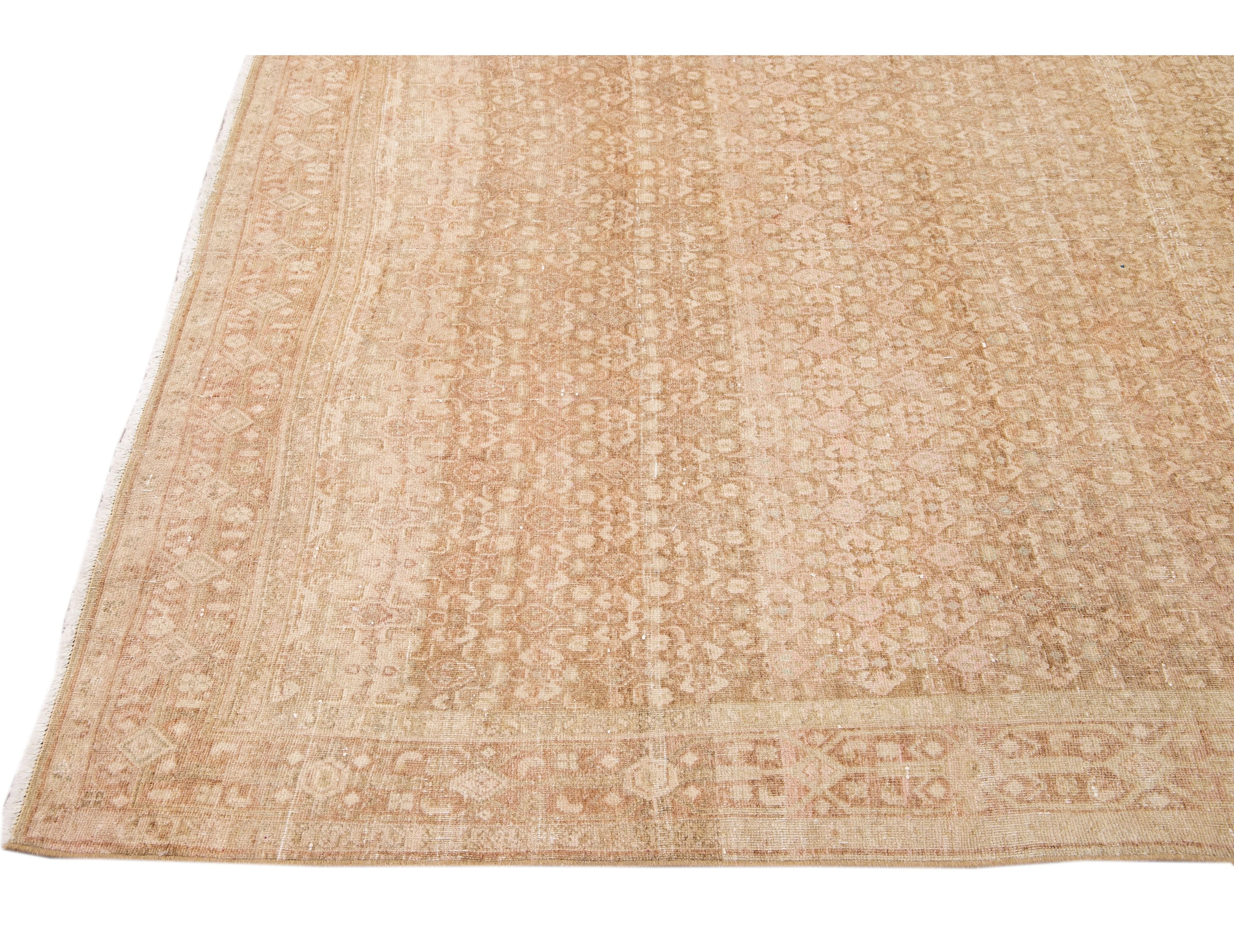 Antique Malayer Handmade Allover Designer Beige Wool Rug
