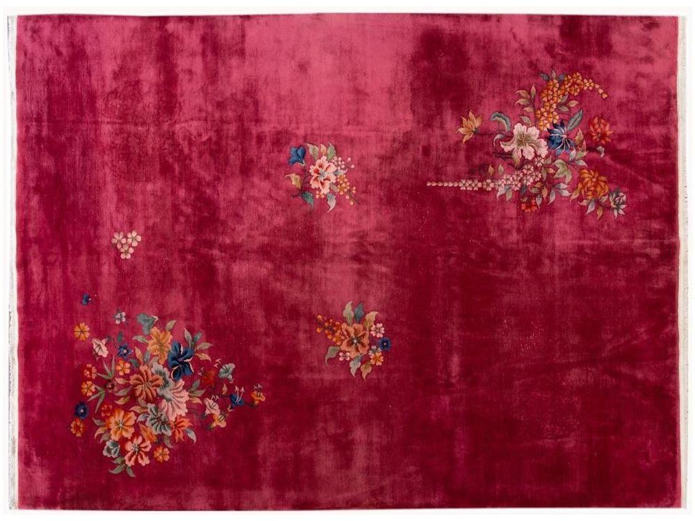 Vintage Art Deco Chinese Room size Wool Rug 10 X 13