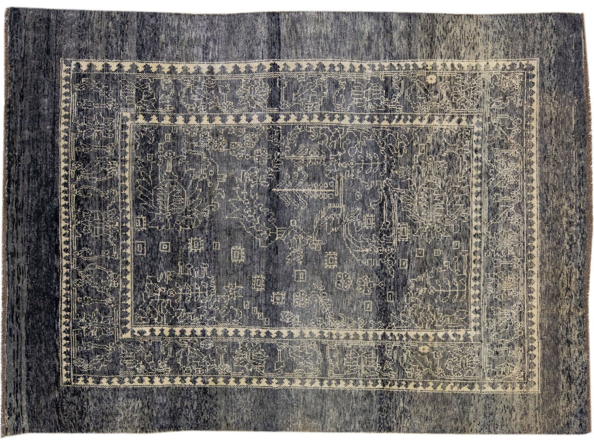 Vintage Art Deco Wool Rug 6 X 9
