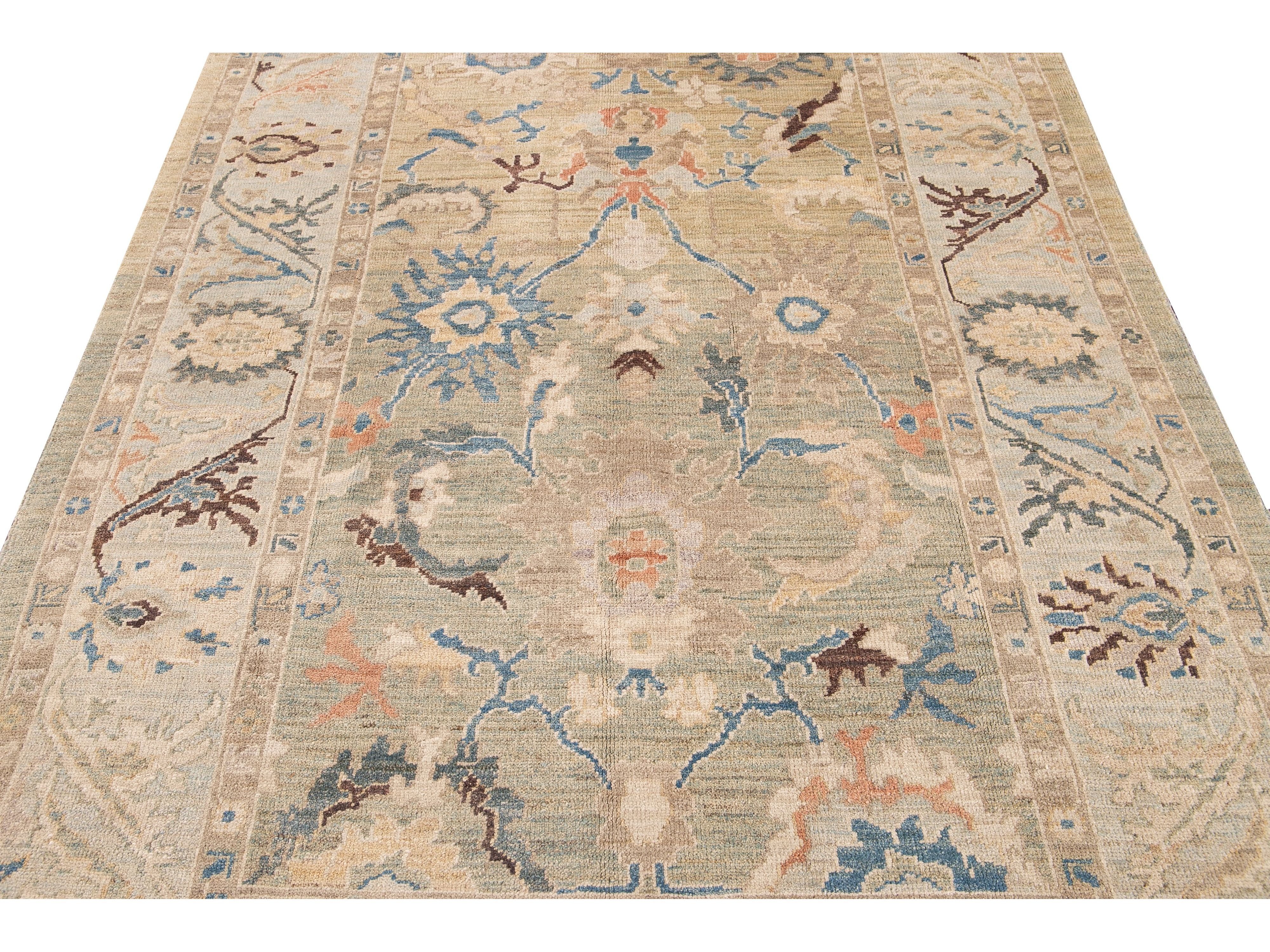 Modern Sultanabad Multicolor Handmade Floral Wool Rug