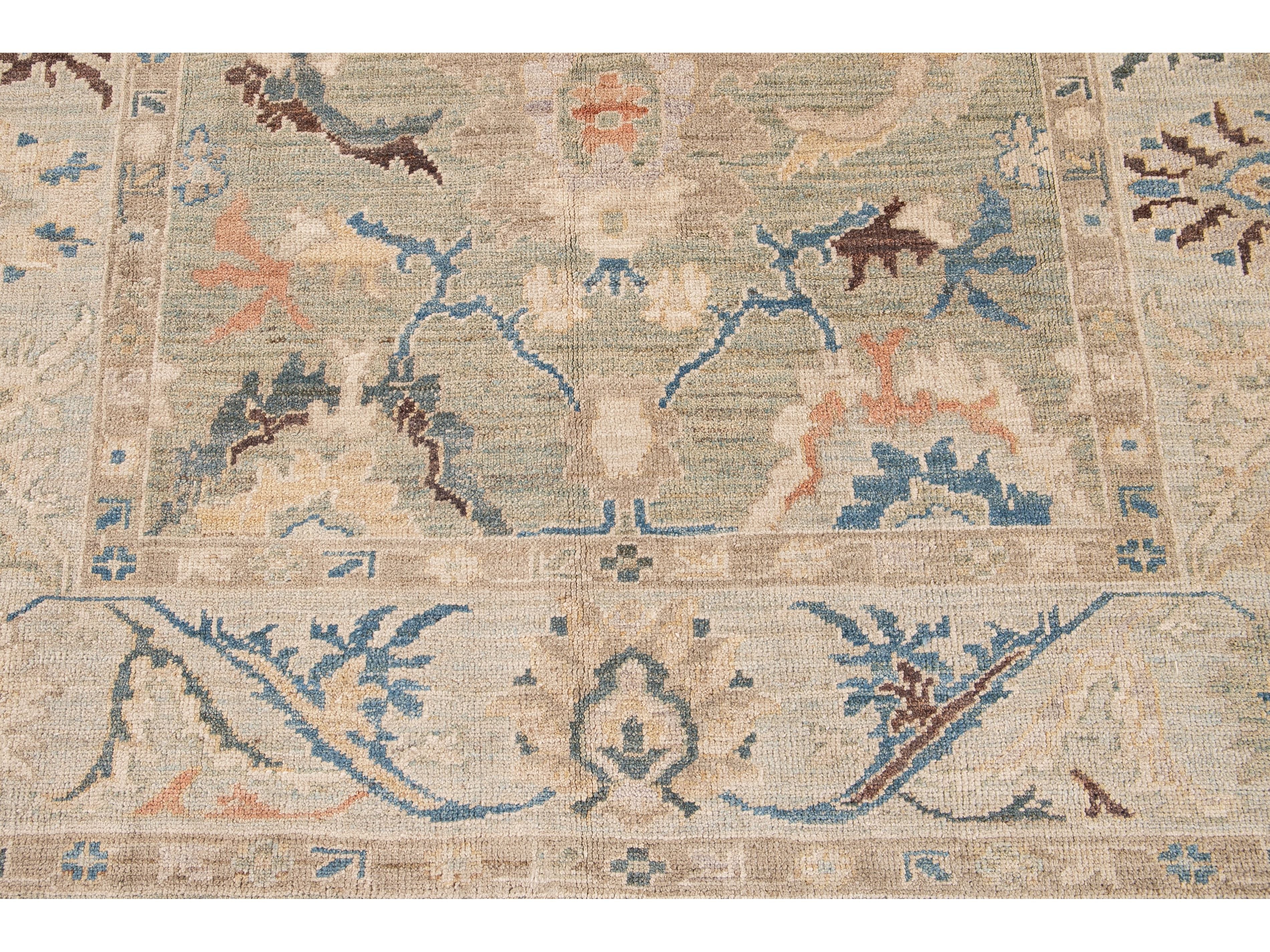 Modern Sultanabad Multicolor Handmade Floral Wool Rug