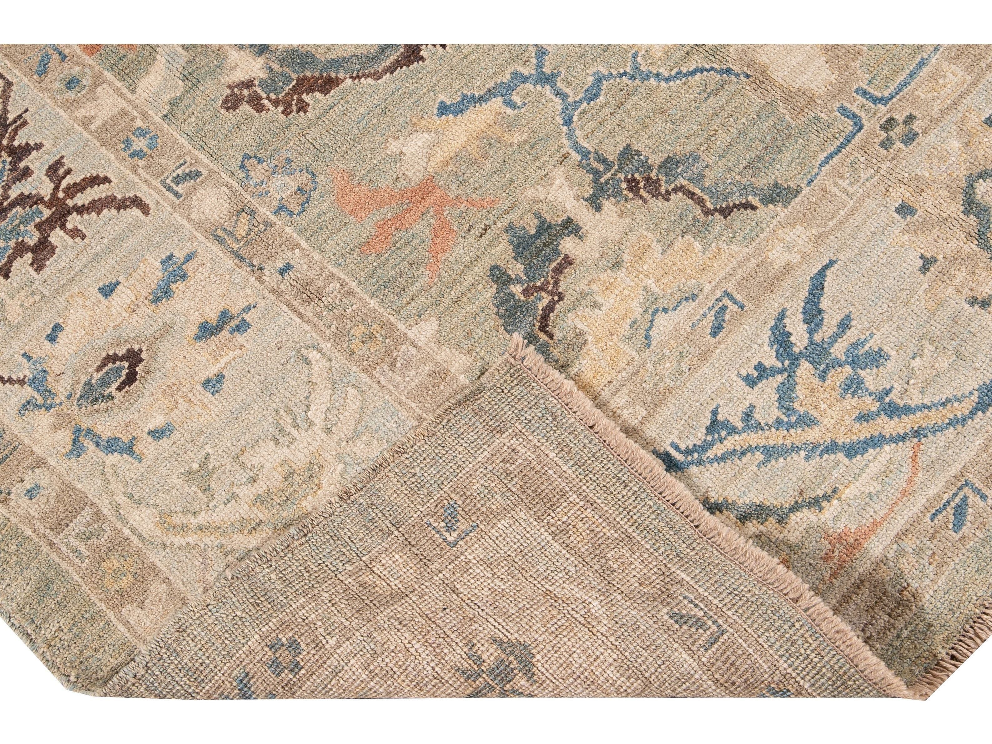 Modern Sultanabad Multicolor Handmade Floral Wool Rug