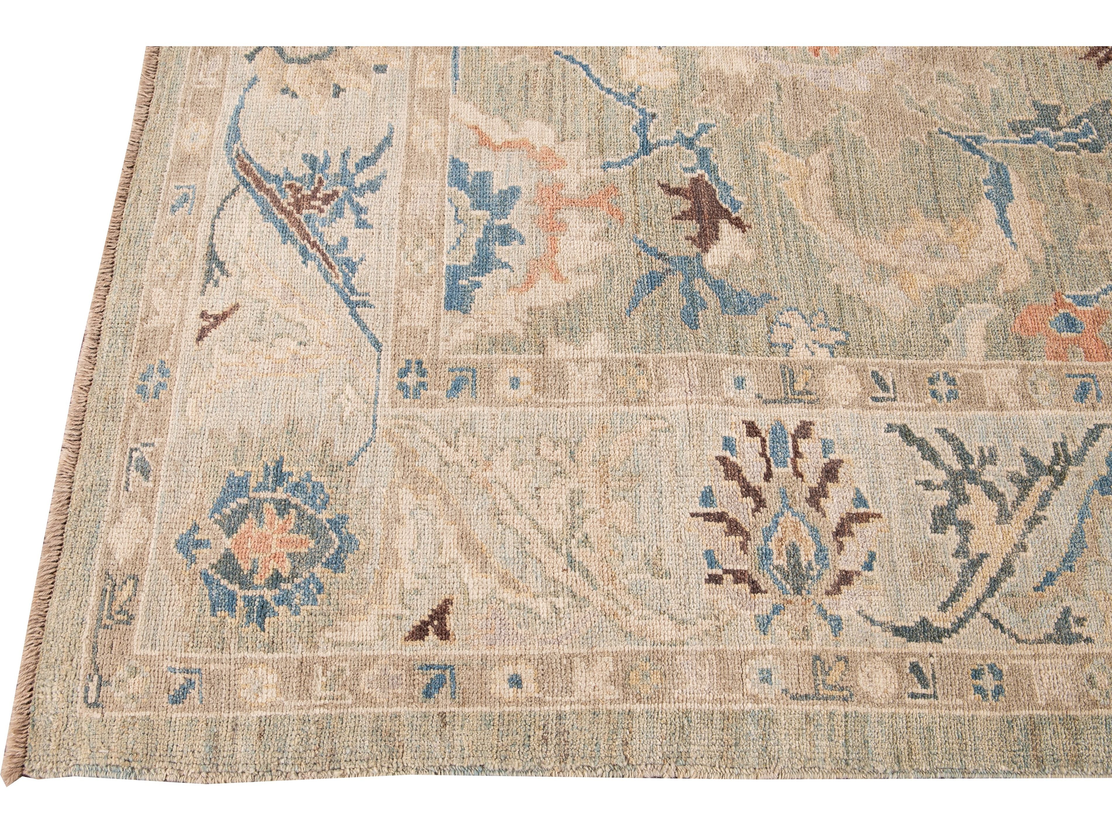 Modern Sultanabad Multicolor Handmade Floral Wool Rug\