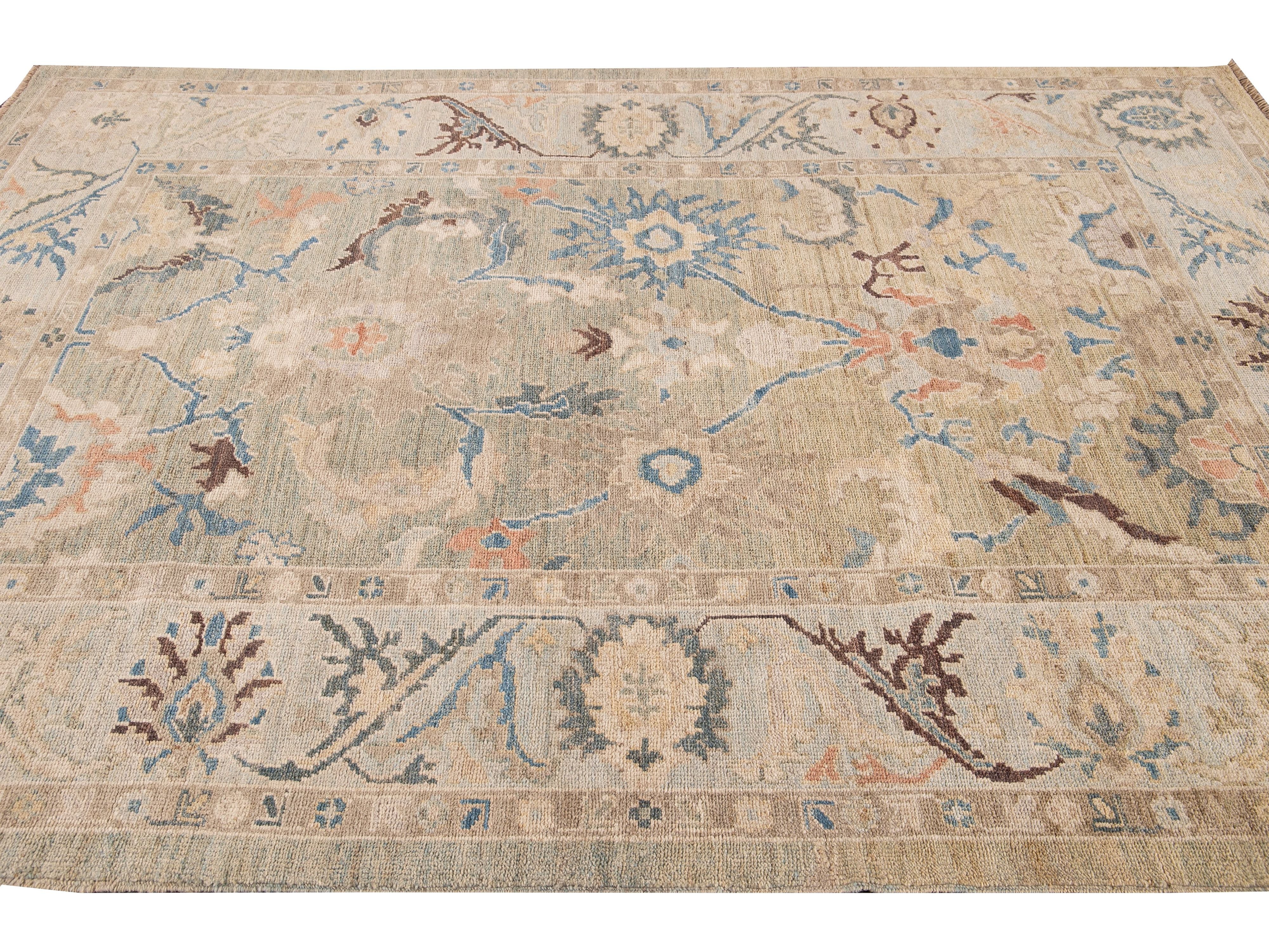 Modern Sultanabad Multicolor Handmade Floral Wool Rug