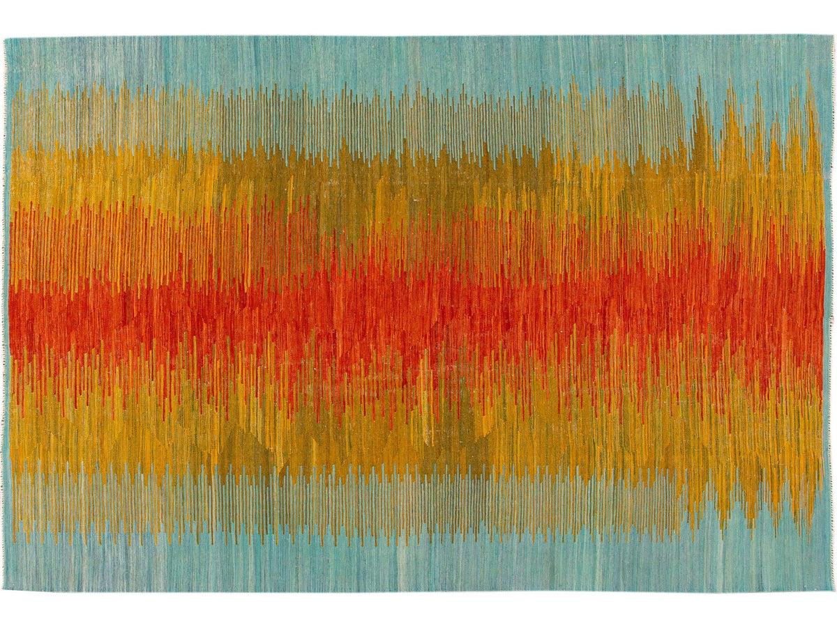 Modern Flatweave Abstract Wool Rug 8 X 12