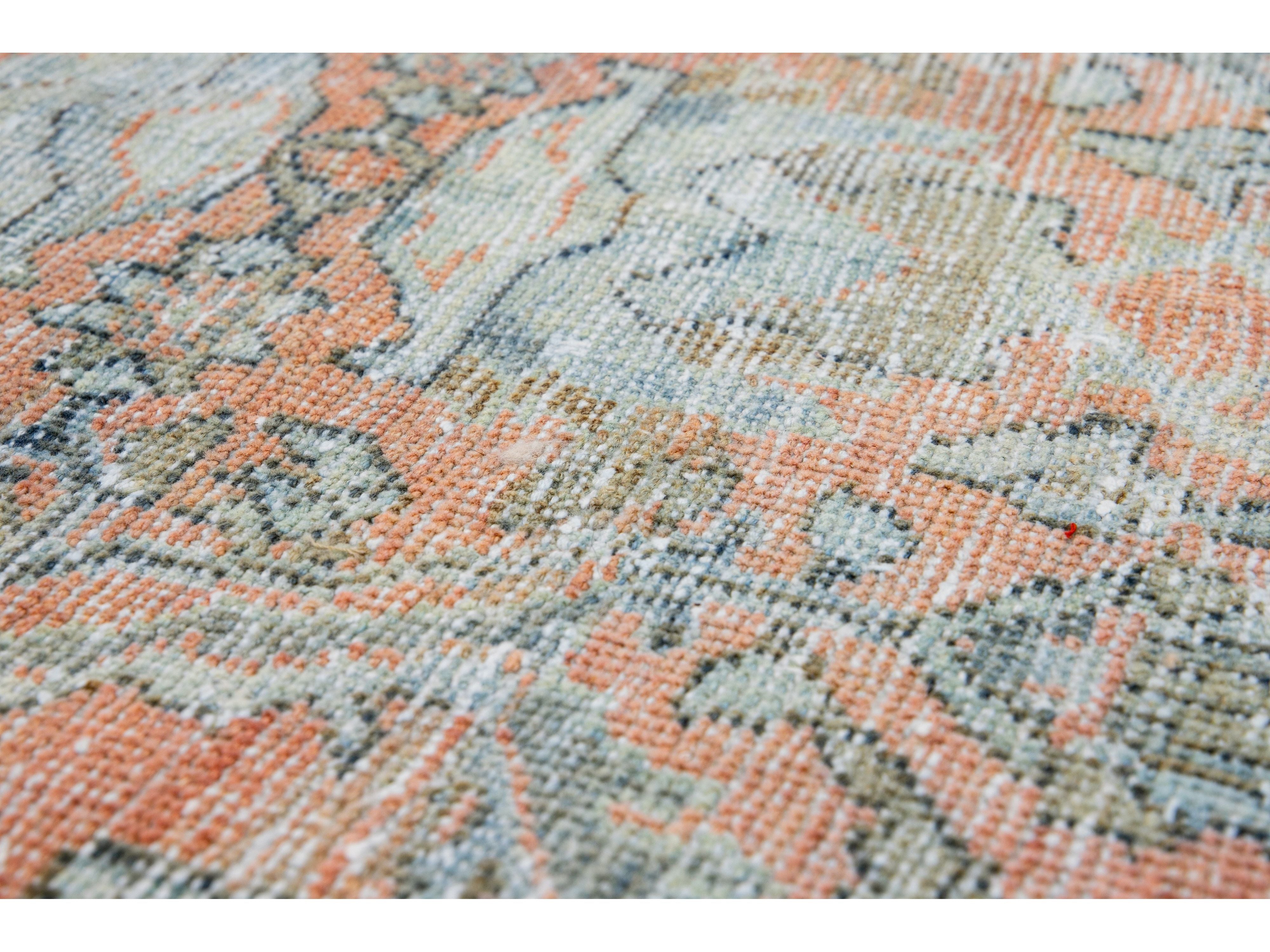 Antique Persian Mahal Handmade Floral Beige And Orange Wool Rug