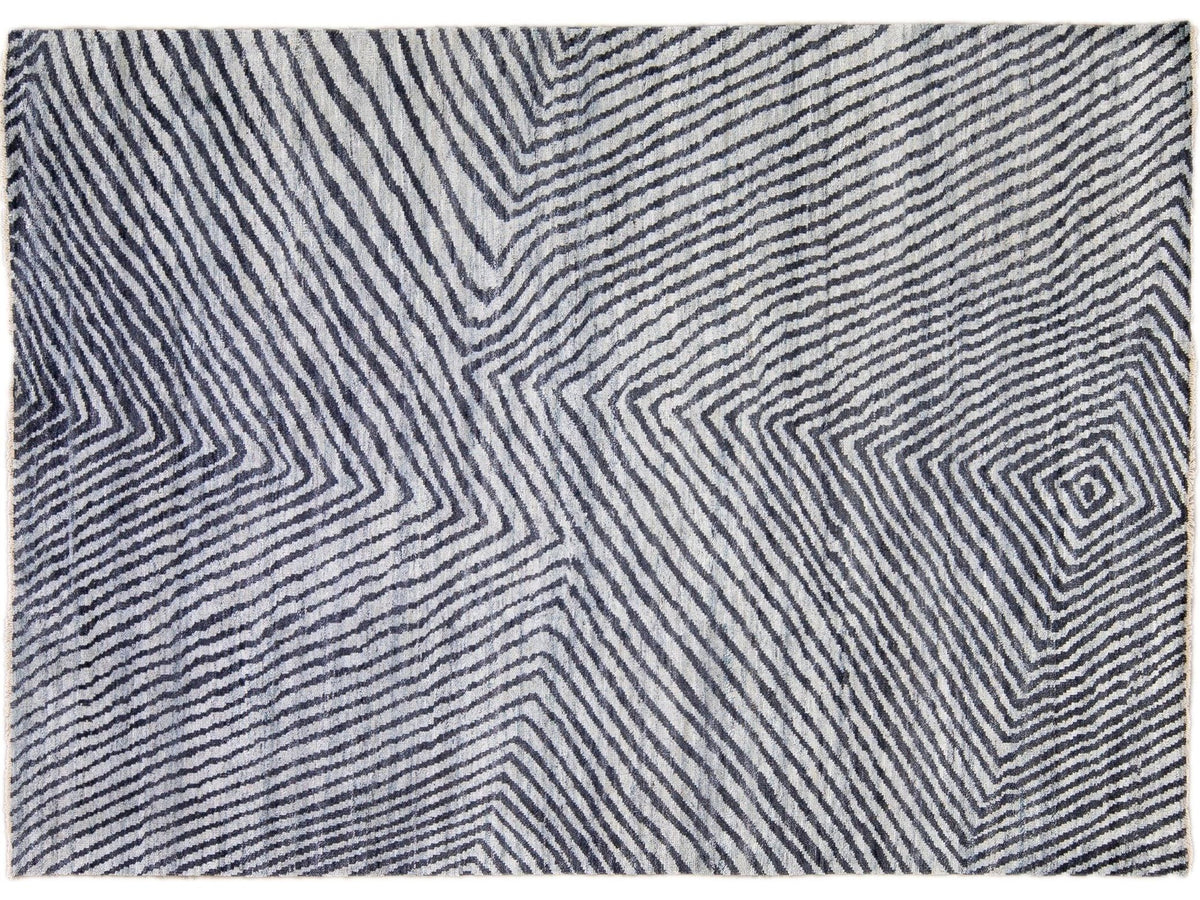 Modern Abstract Wool Rug 9 X 12