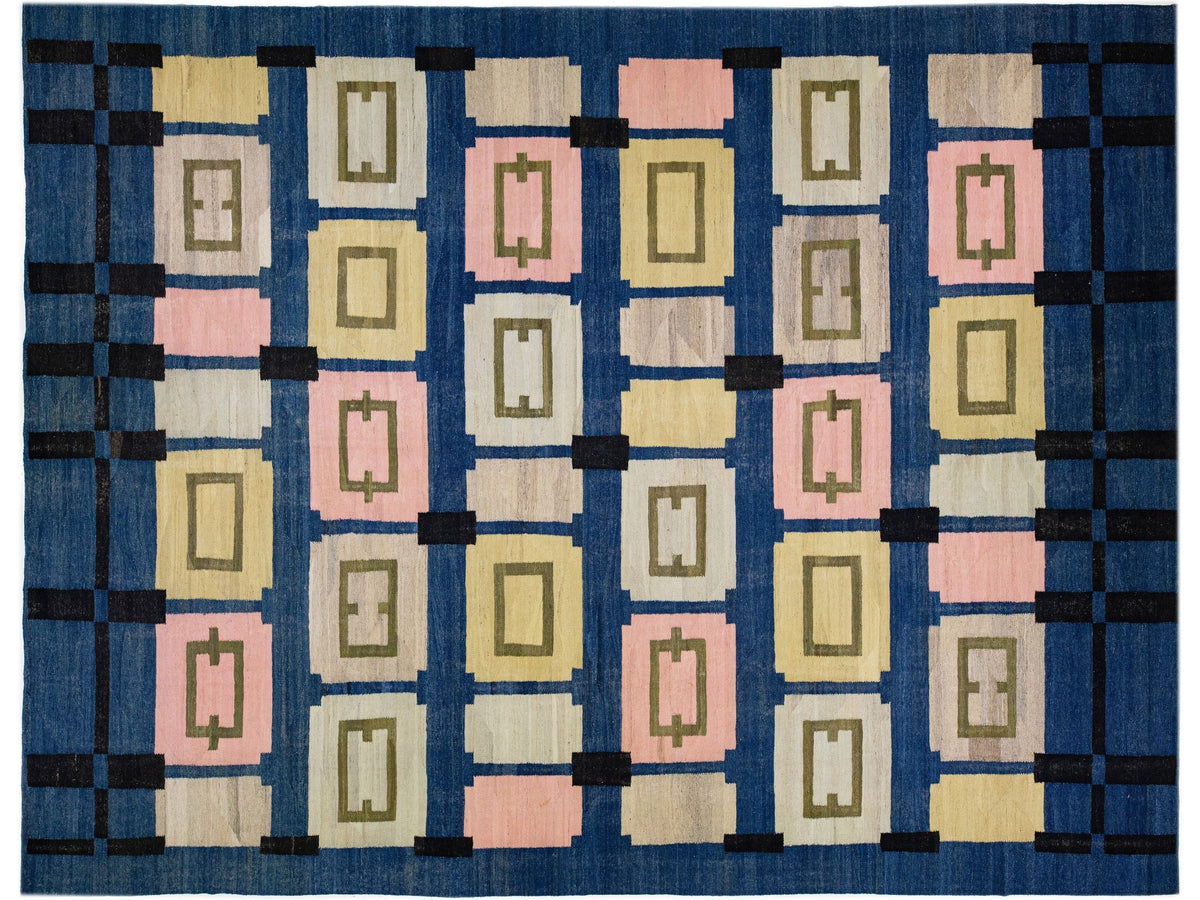 Modern Flat-Weave Wool Rug 15 X 19