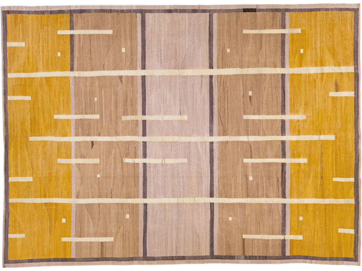 Modern Flat-Weave Wool Rug 10 X 14