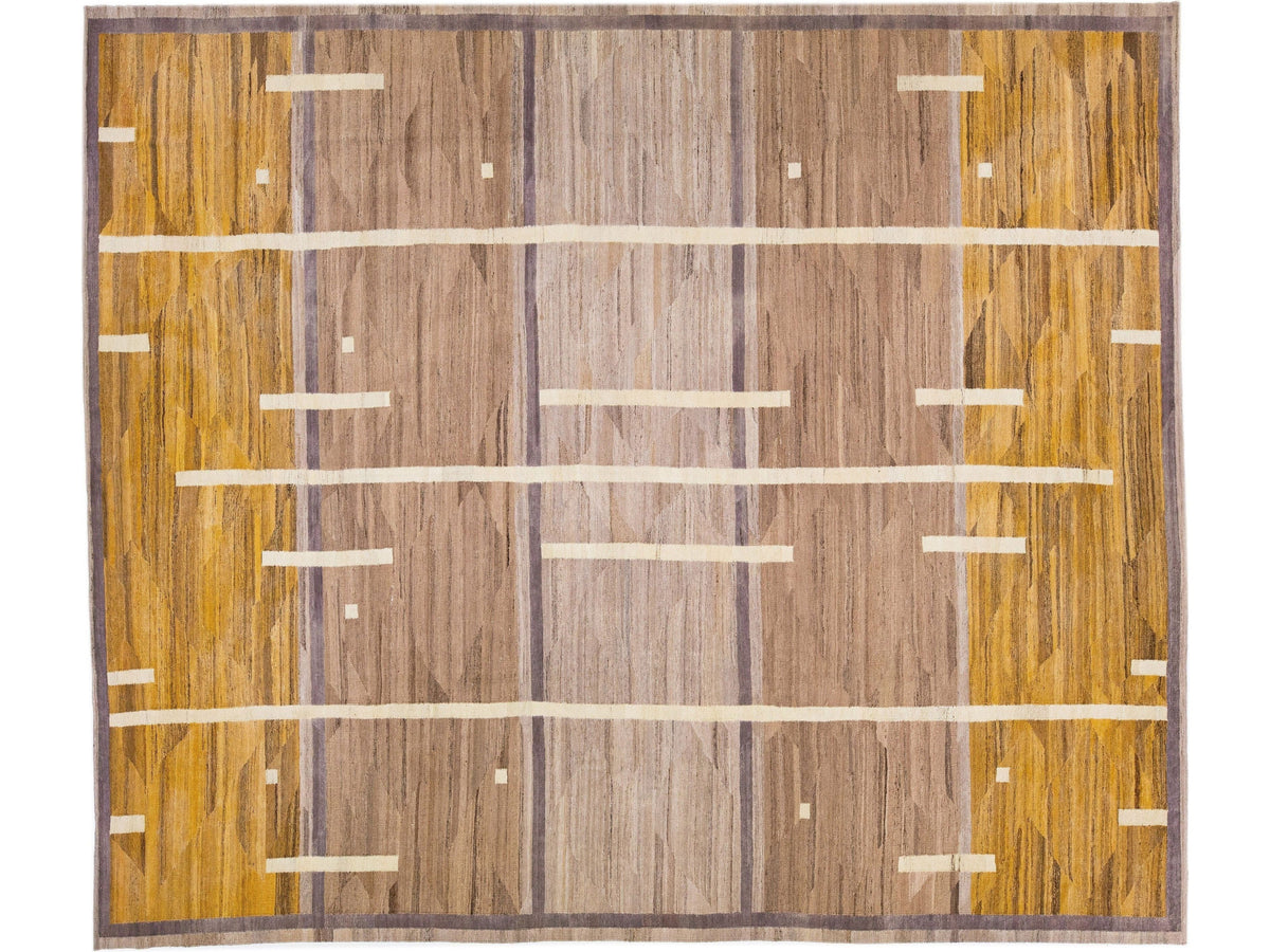 Modern Flat-Weave Wool Rug 13 X 15