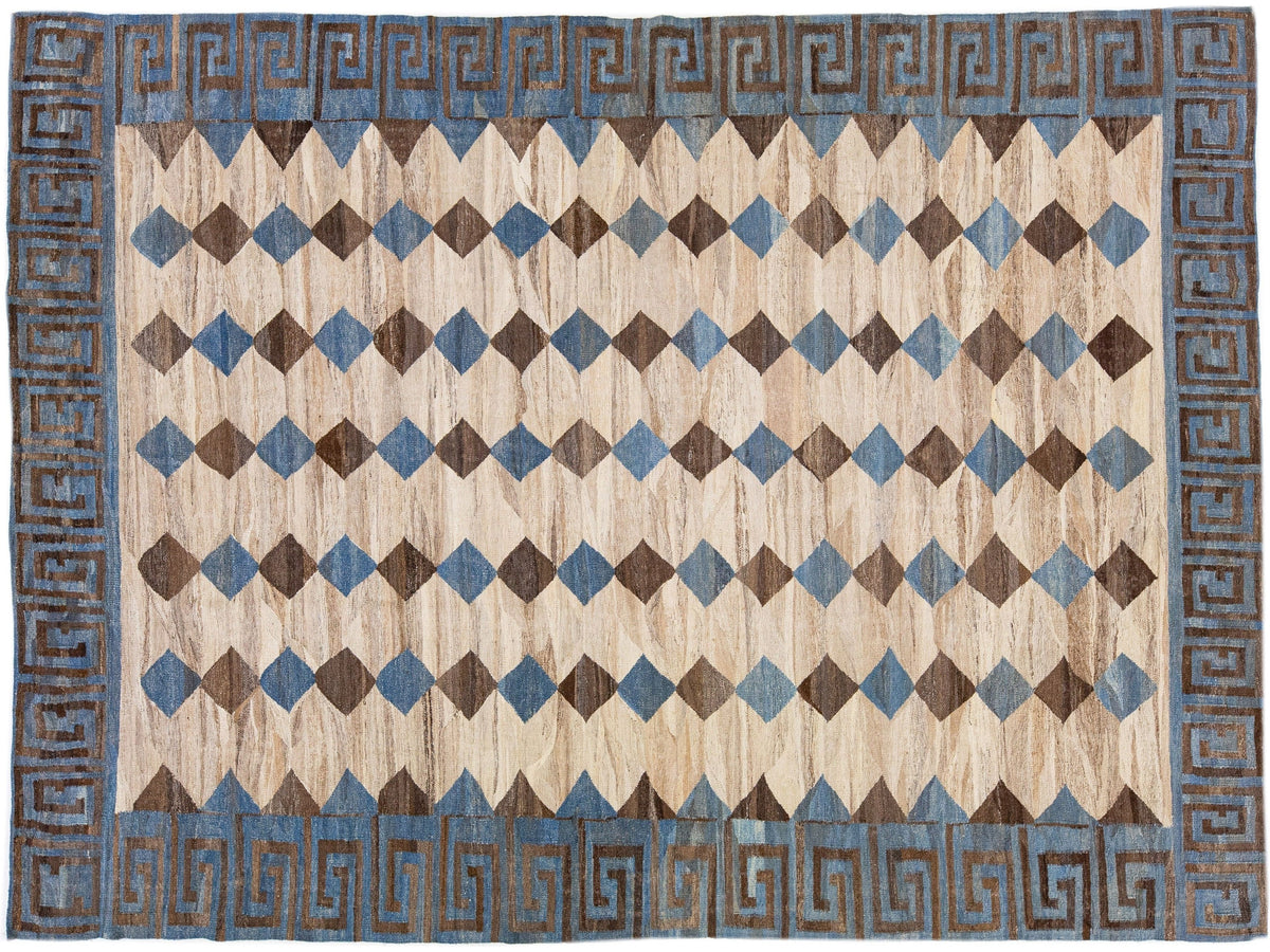 Modern Flat-Weave Wool Rug 10 X 13