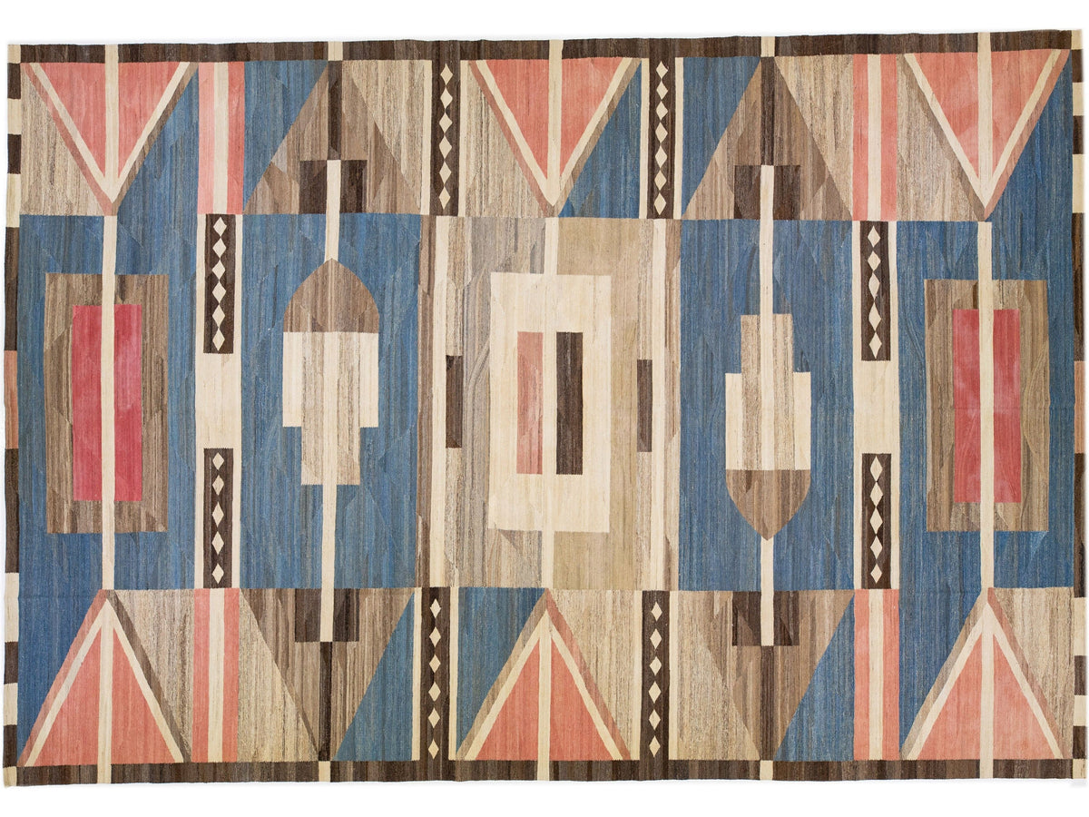 Modern Flat-Weave Wool Rug 13 X 20