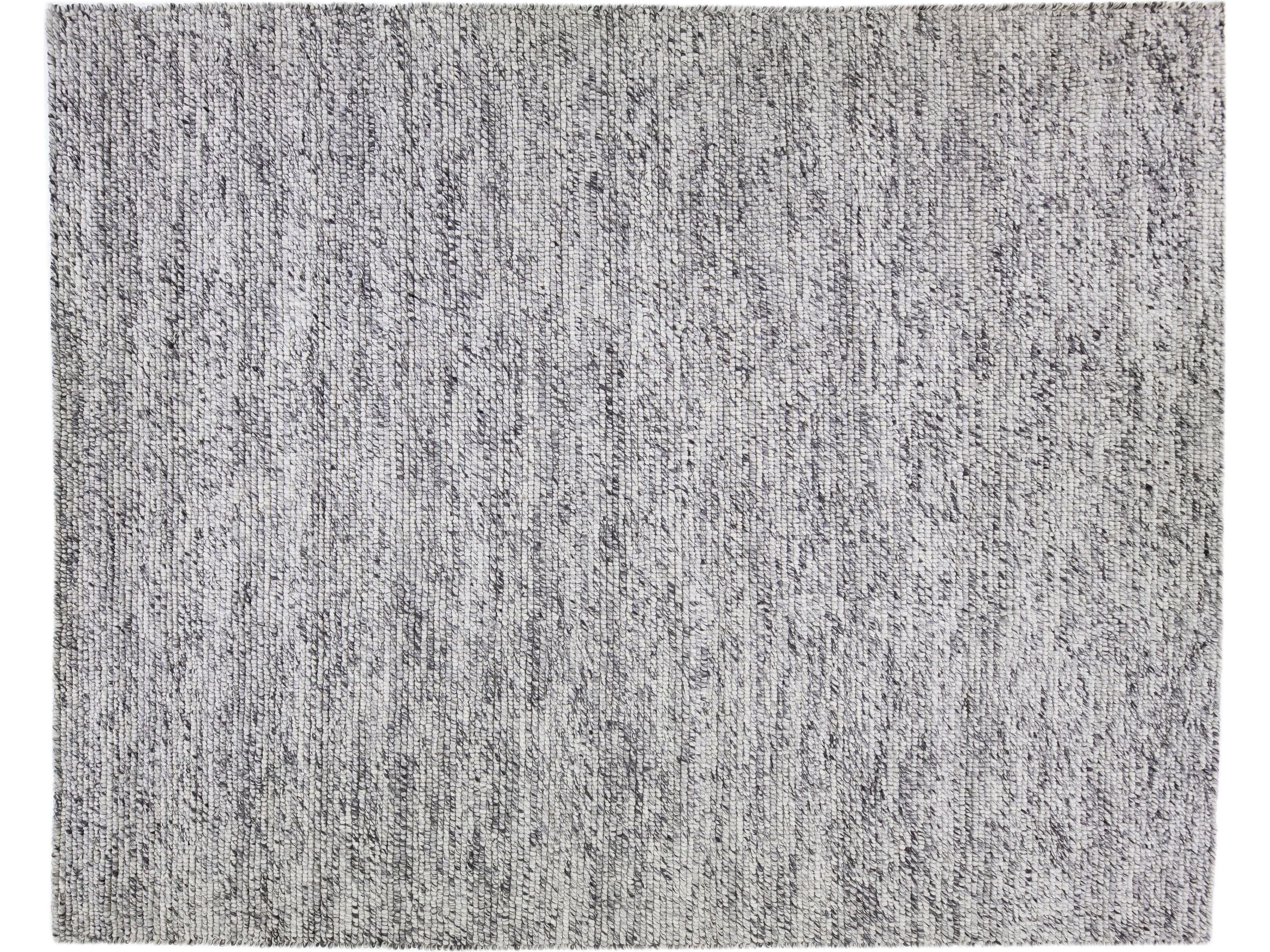 Ivory Contemporary Felted Handmade Oversize Wool Rug By Apadana