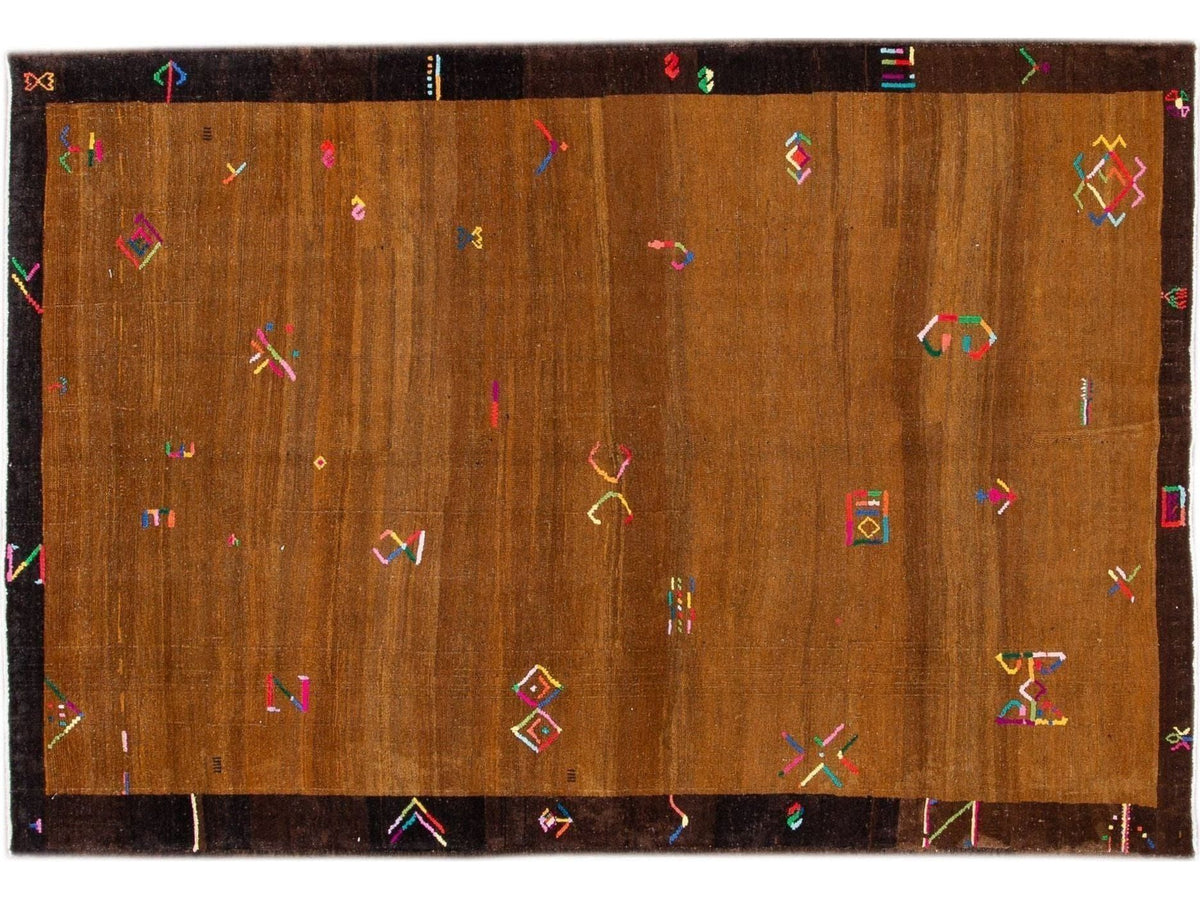 Vintage Turkish Expressionist Wool Rug 6 X 9