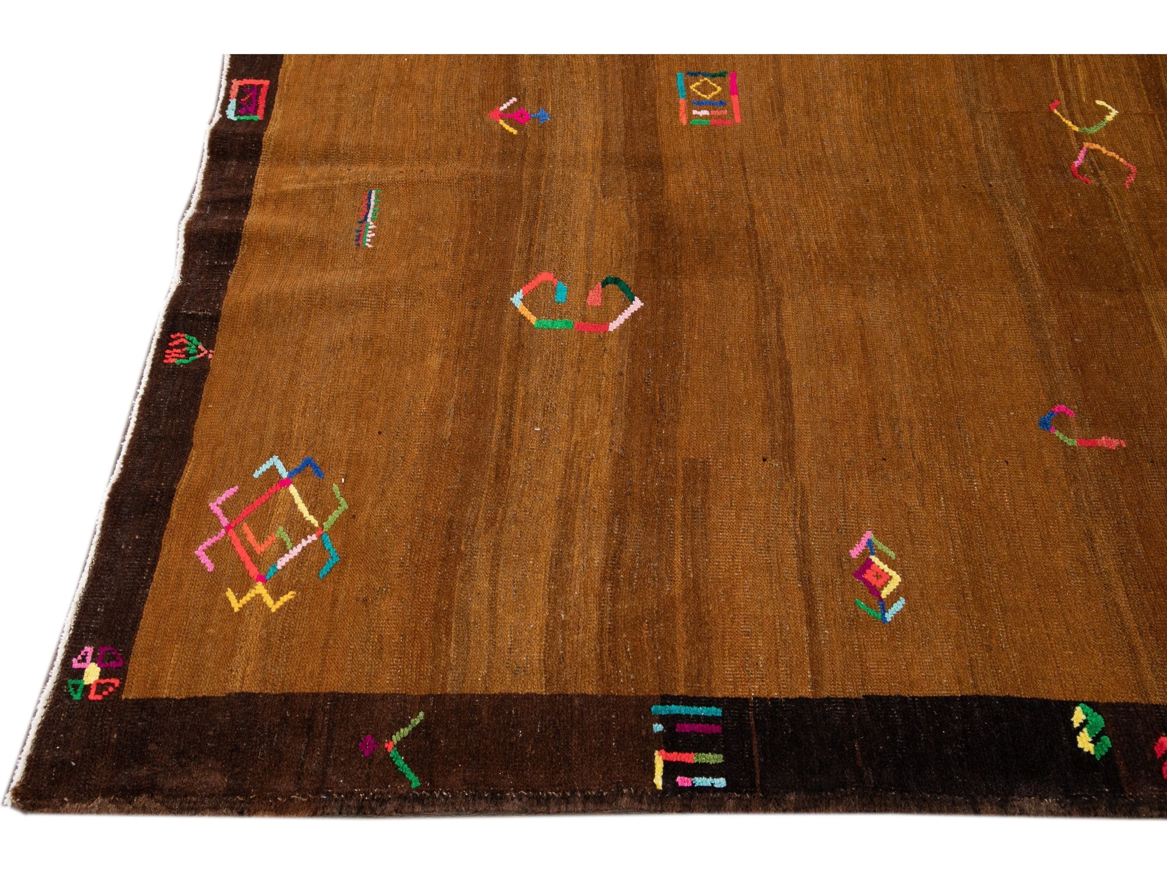 Vintage Turkish Expressionist Wool Rug 6 X 9