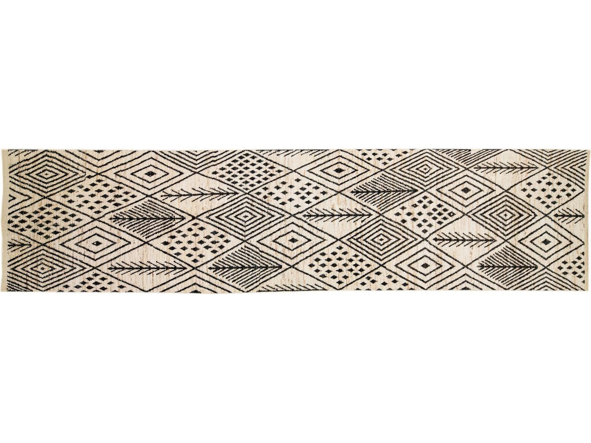 Modern Moroccan Wool Runner 4 X 19