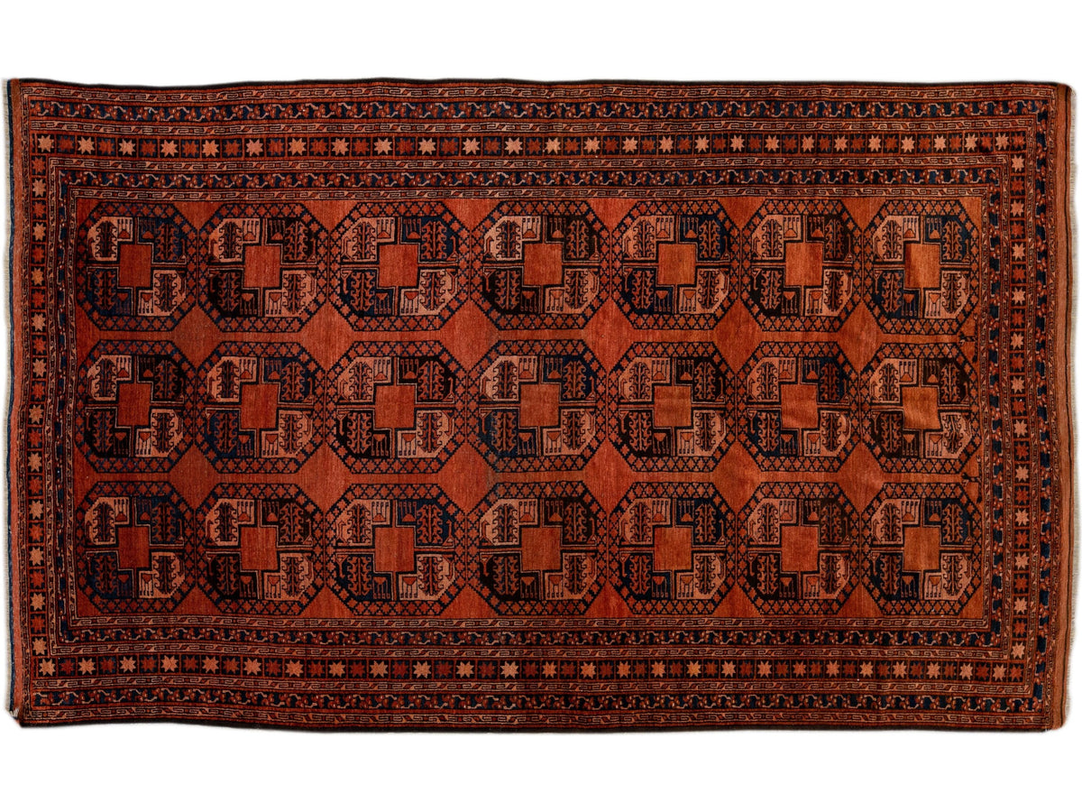 Vintage Turkmen Wool Rug 7 X 11