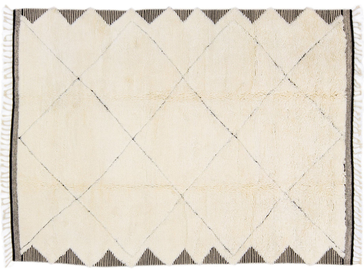 Modern Moroccan Shag Wool Rug 10 X 14