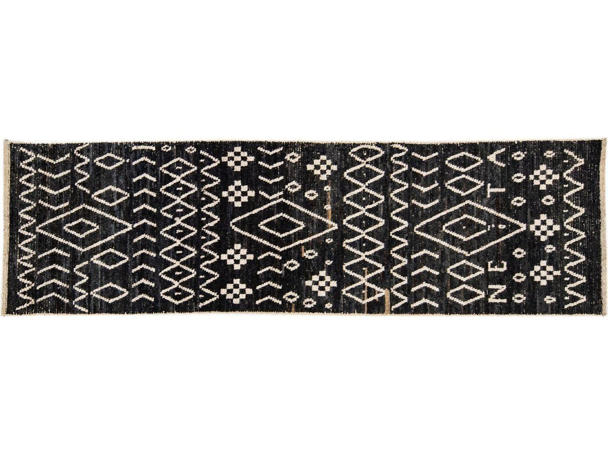 Modern Moroccan Wool Runner 3 X 10