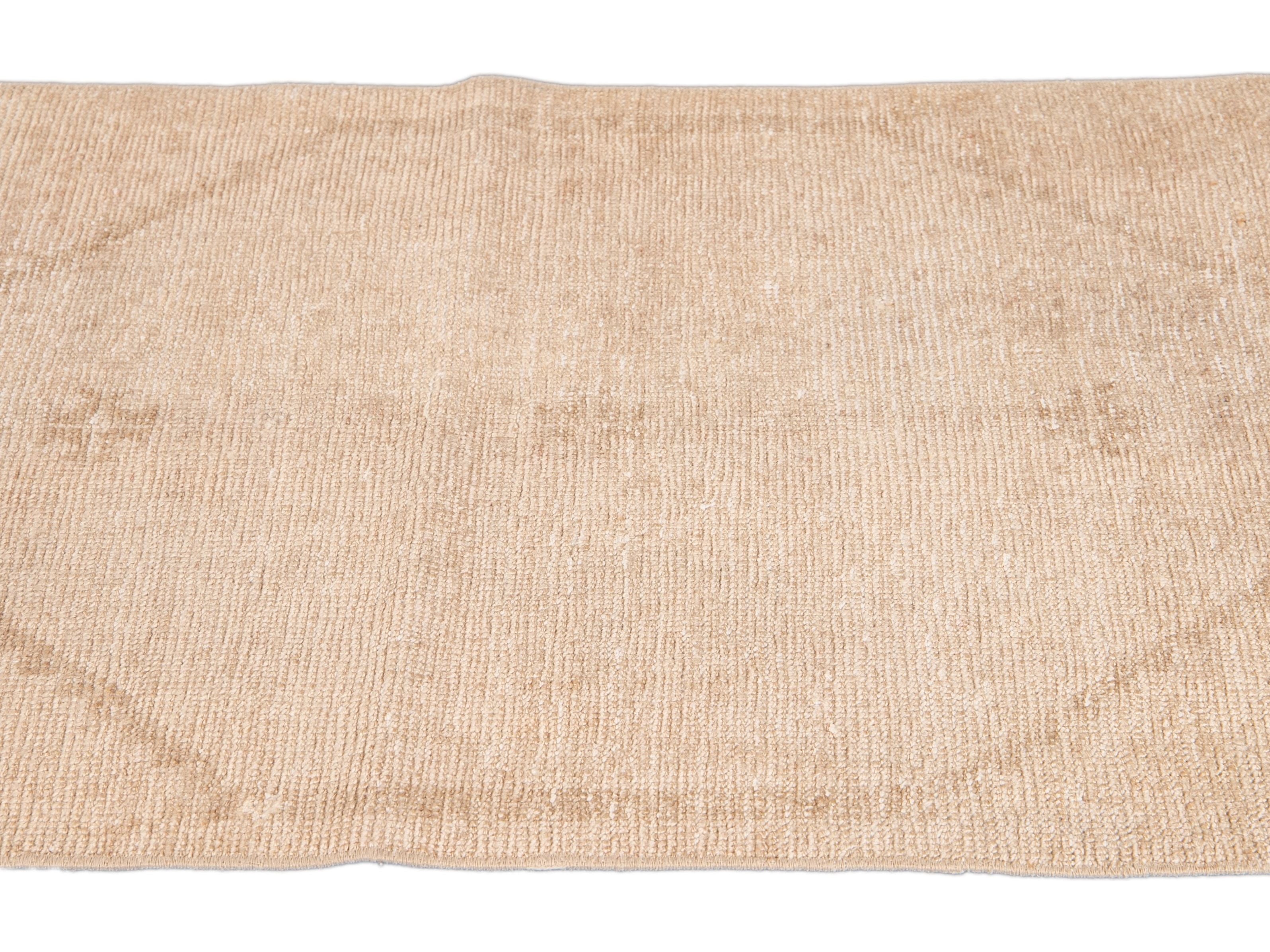Vintage Beige Turkish Handmade Tribal Wool Runner