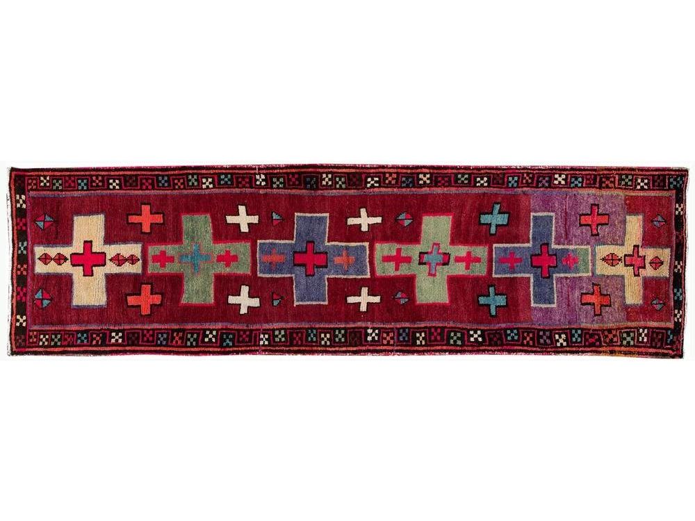 Mid 20th Century Vintage Azeri Wool Runner Rug 4 X 13