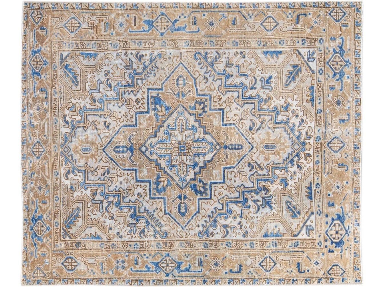 Antique Heriz Wool Rug 6 X 7