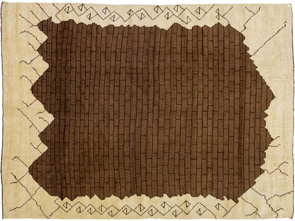 Vintage Art Deco Wool Rug 7 X 9