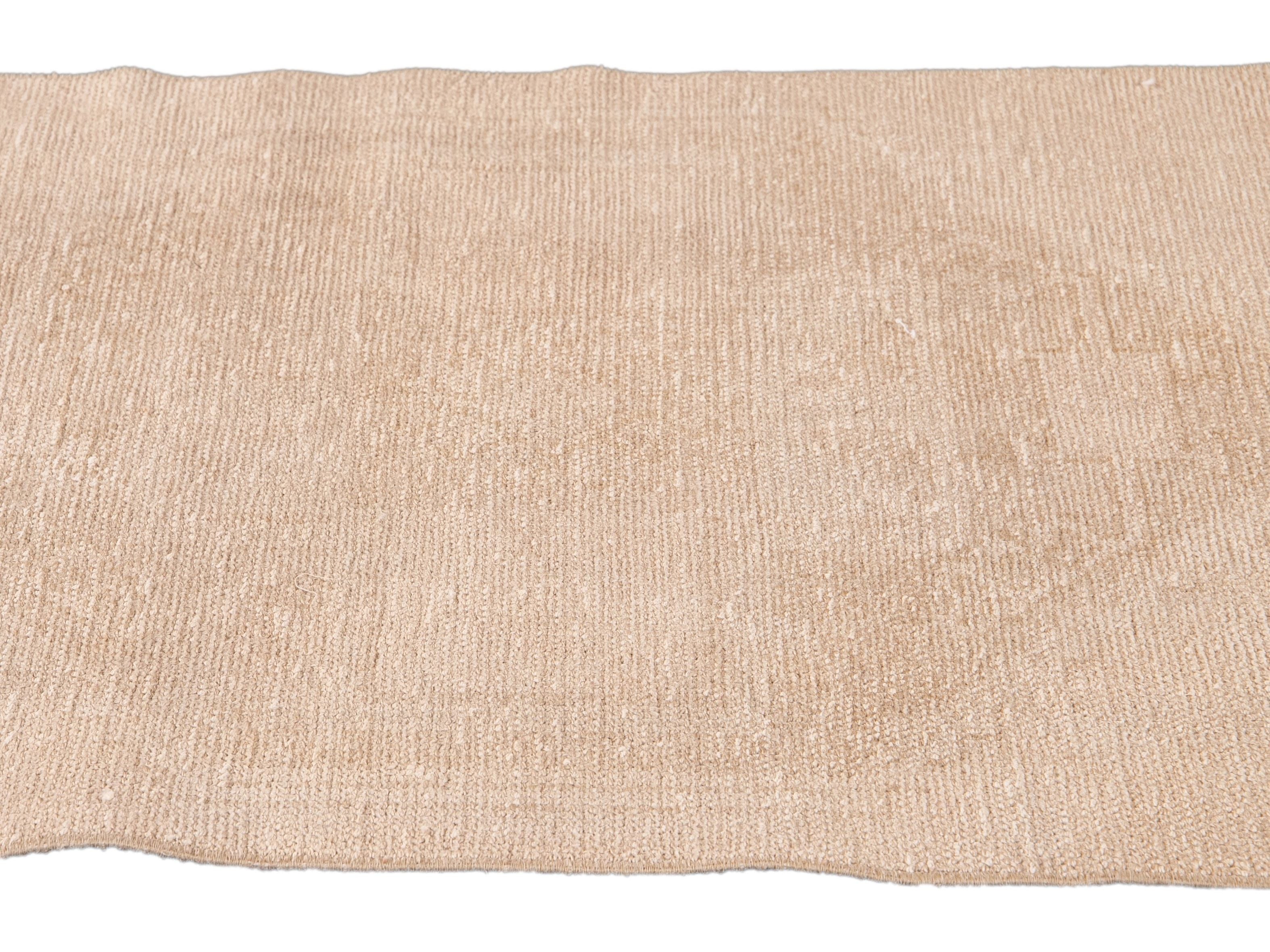 Vintage Turkish Beige Handmade Tribal Wool Runner
