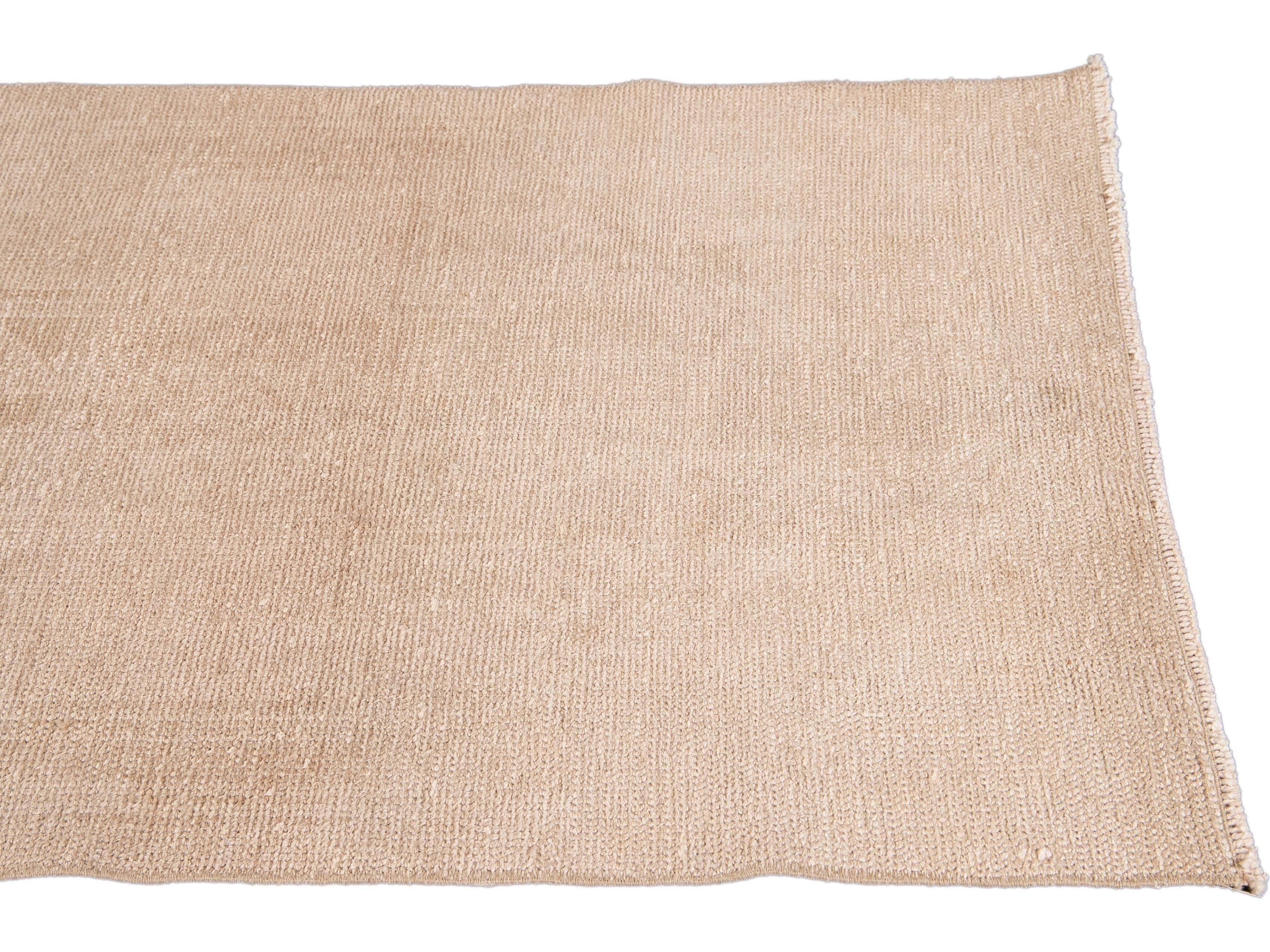 Vintage Turkish Beige Handmade Tribal Wool Runner