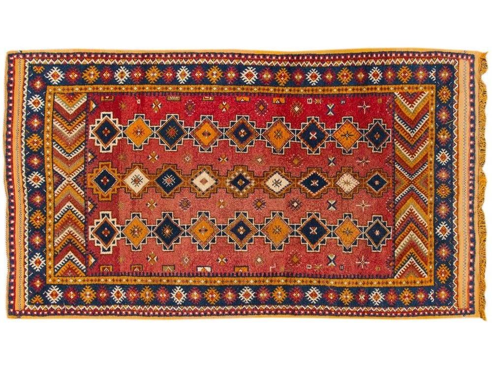 Antique Moroccan Tribal Wool Rug  5 X 8