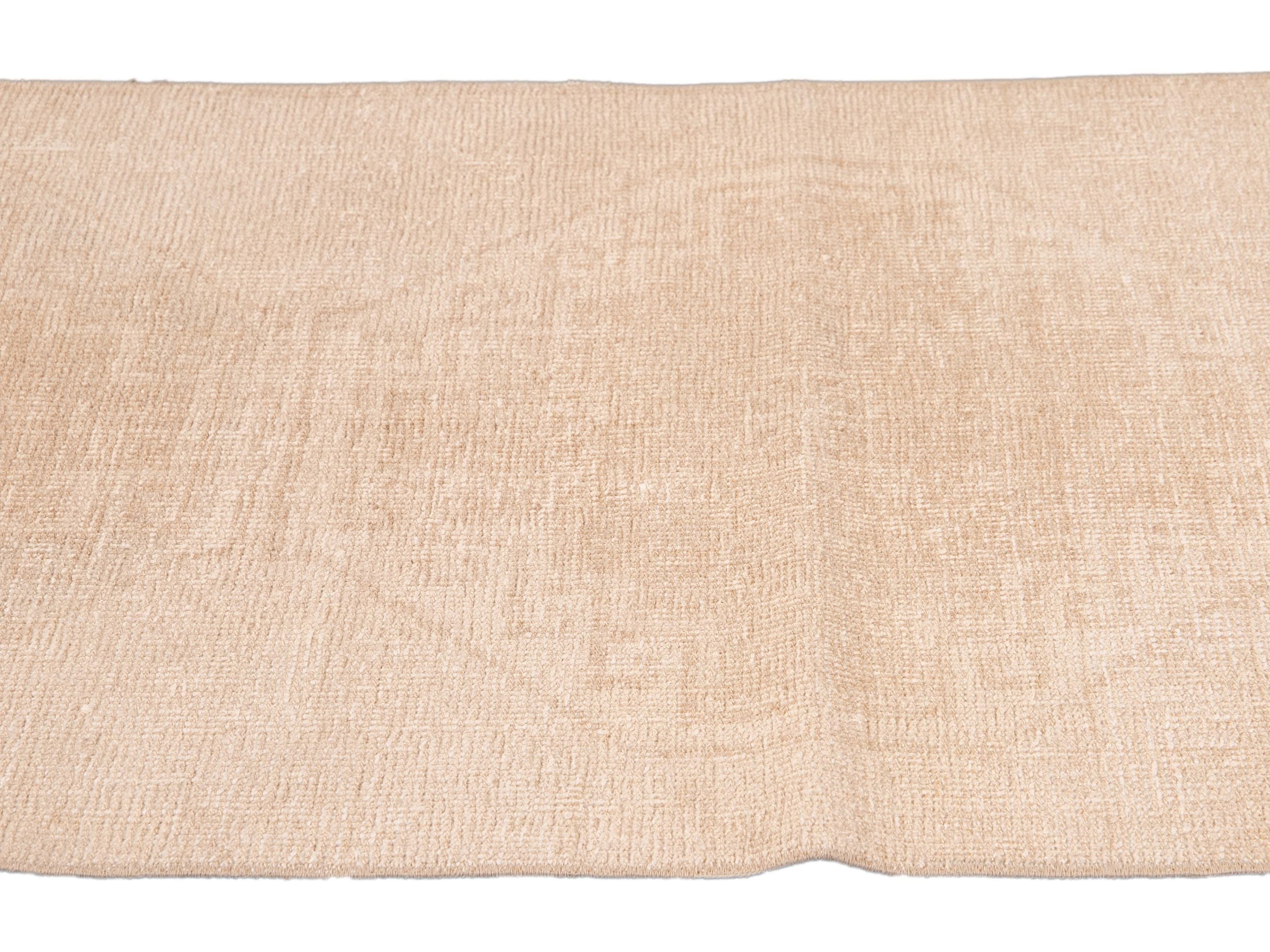 Vintage Turkish Beige Handmade Tribal Wool Runner