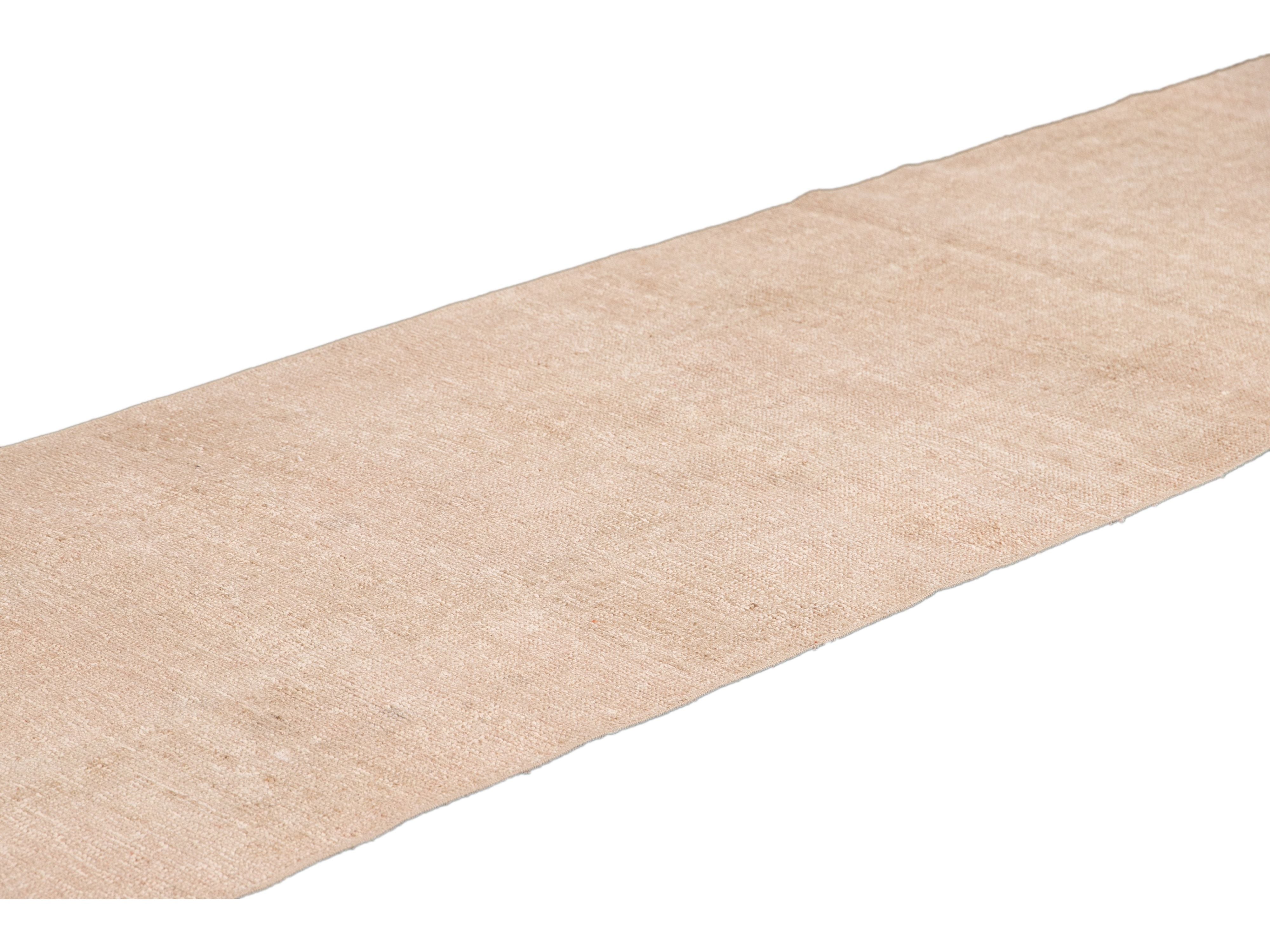 Vintage Turkish Nude Handmade Wool Runner