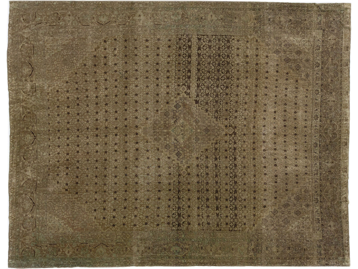 Antique Tabriz Wool Rug 11 X 14