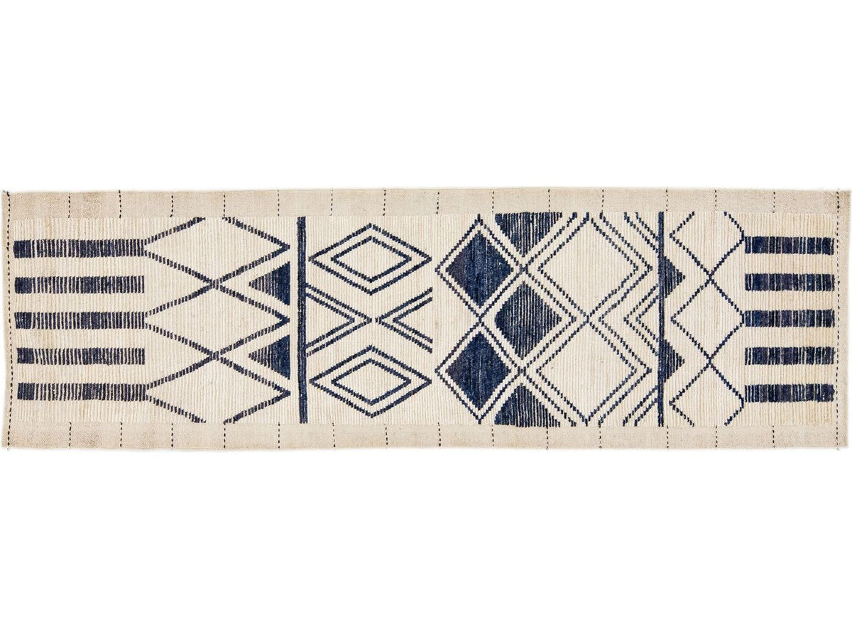 Modern Moroccan Wool Runner 3 X 10