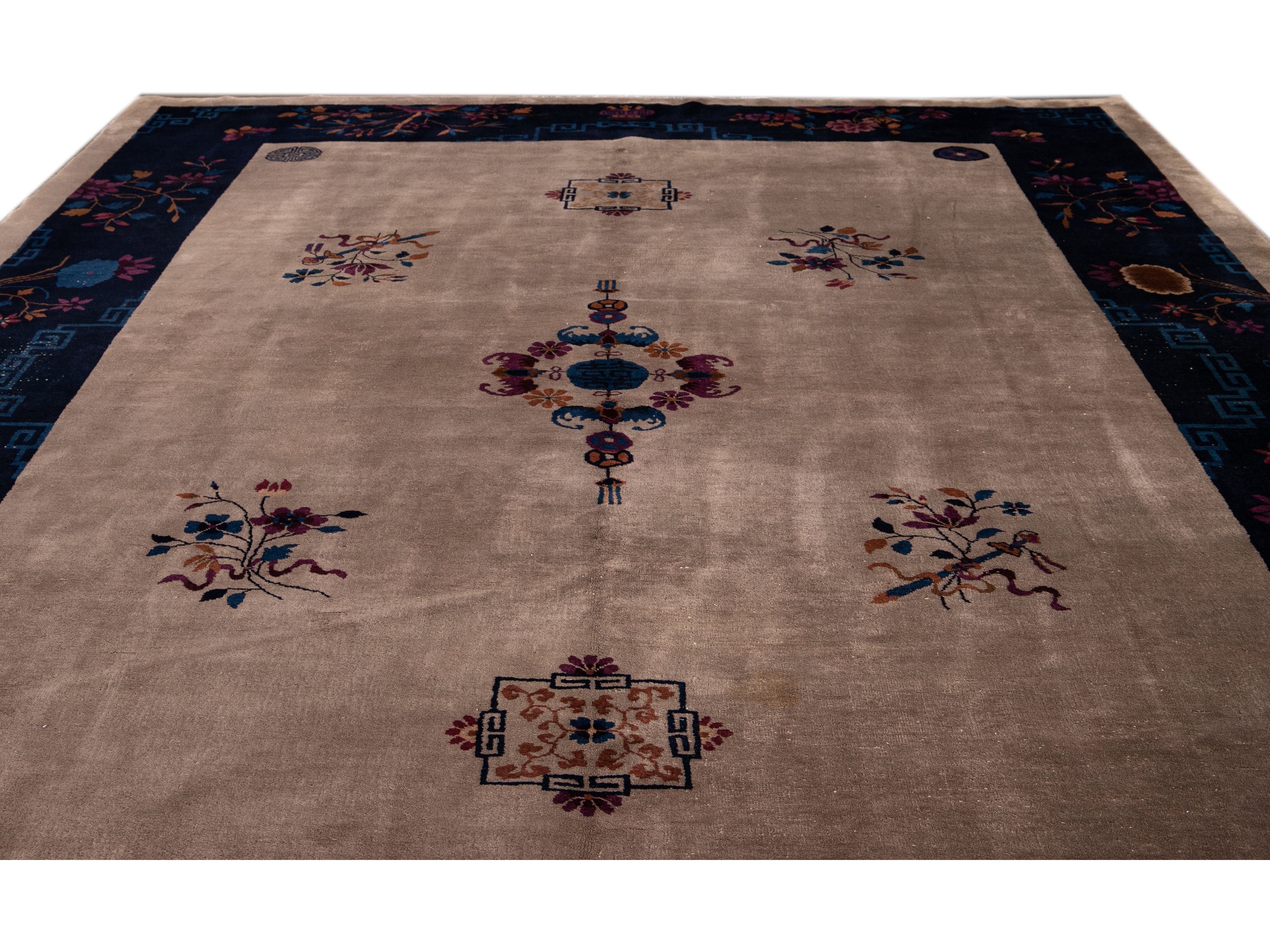 Antique Peking Chinese Wool Rug 10 X 14