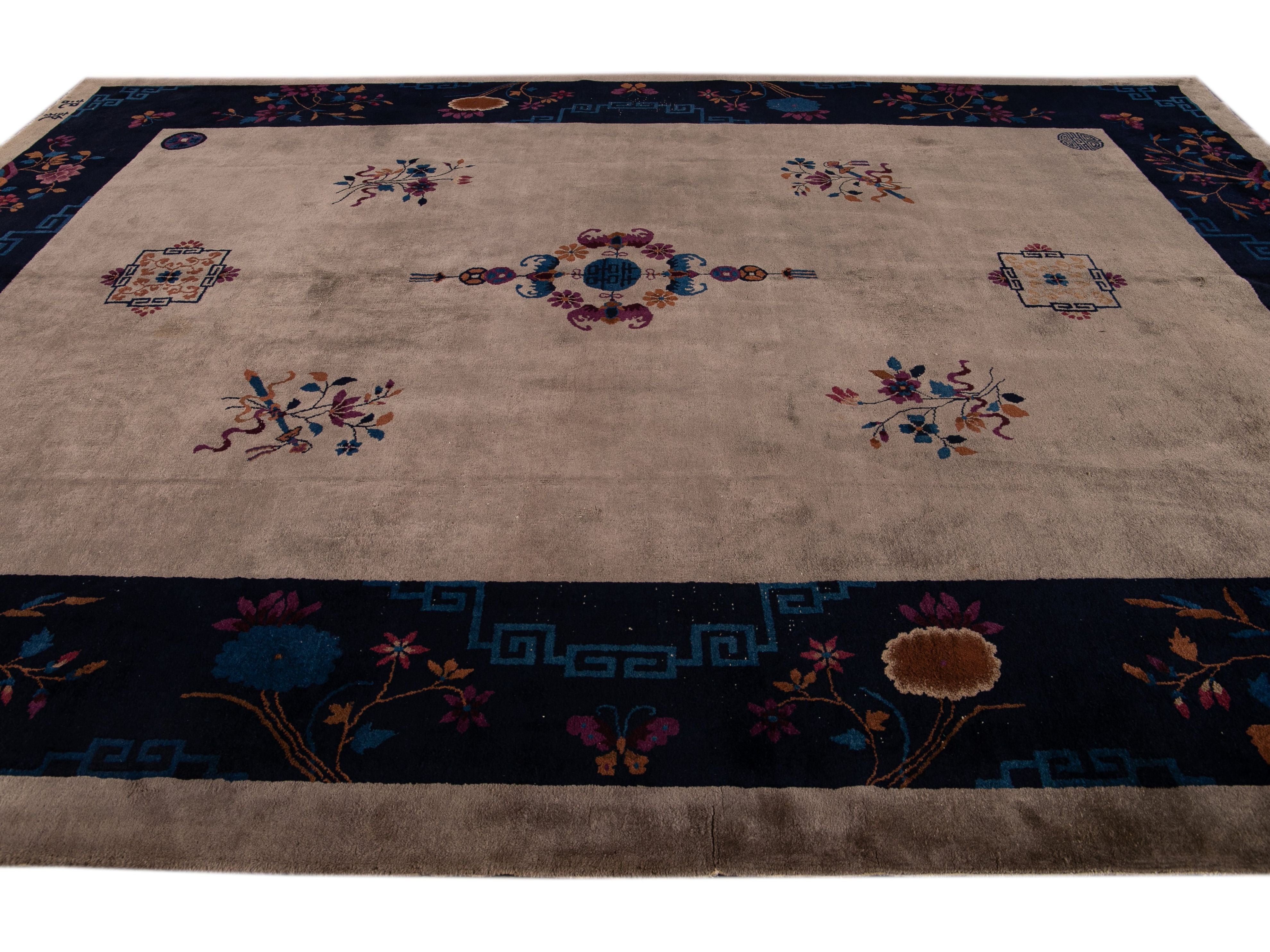 Antique Peking Chinese Wool Rug 10 X 14