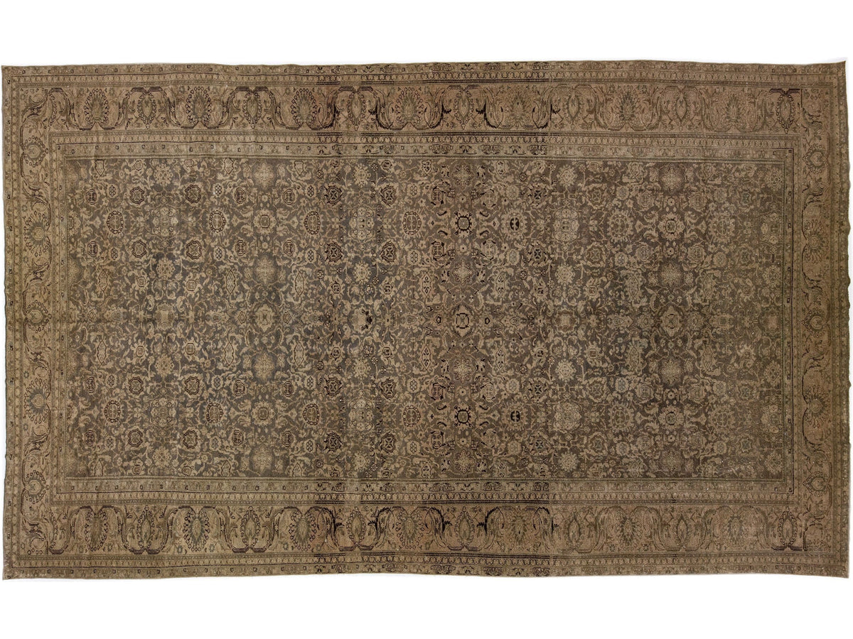 Antique Tabriz Wool Rug 11 X 18