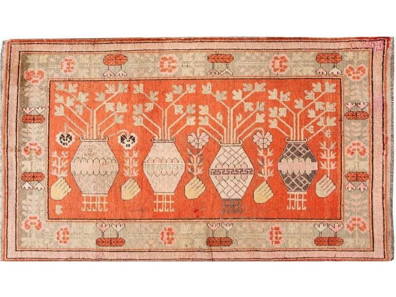 Antique Khotan Scatter Wool Rug 5 X 9