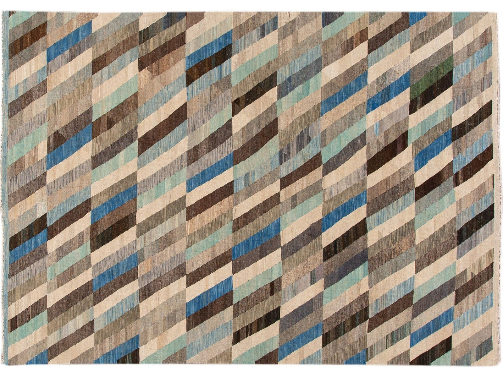 Modern Flatweave Abstract Wool Rug 8 X 12