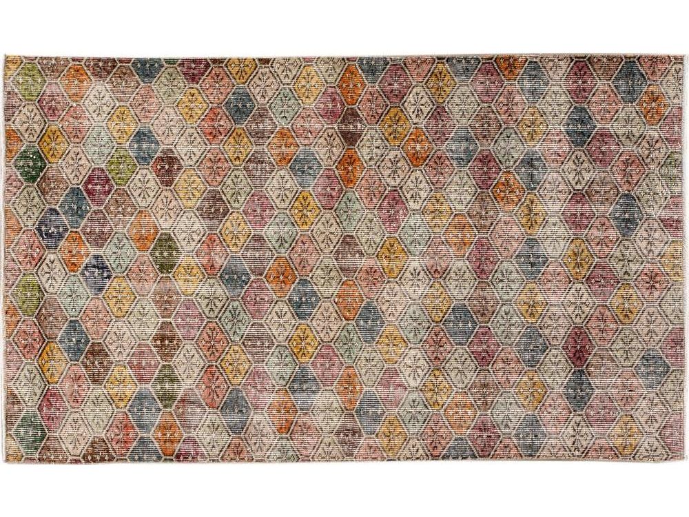 Vintage Turkish Scatter Wool Rug 4 X 6