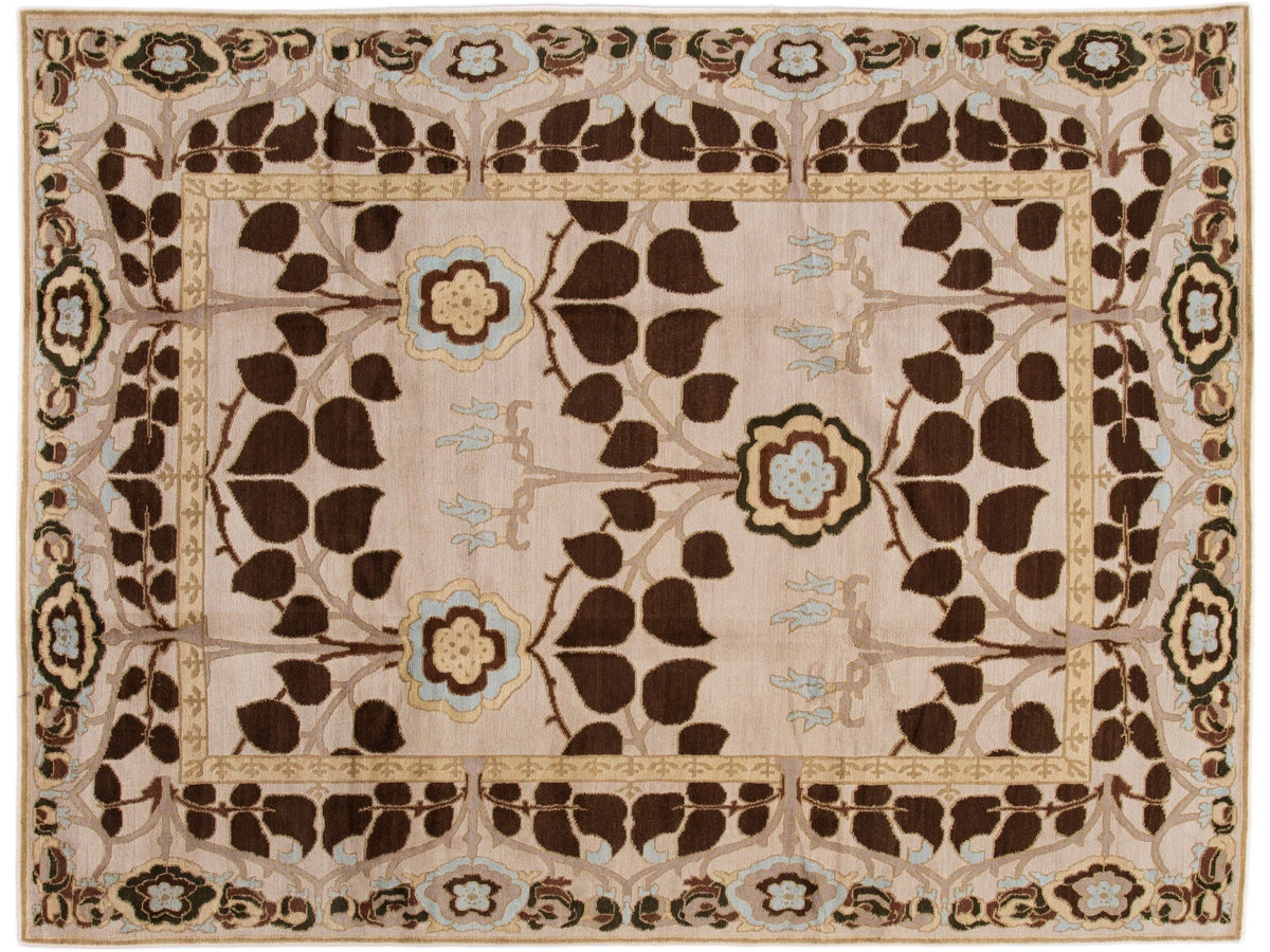 Modern Art & Crafts Style Wool Rug 9 X 12