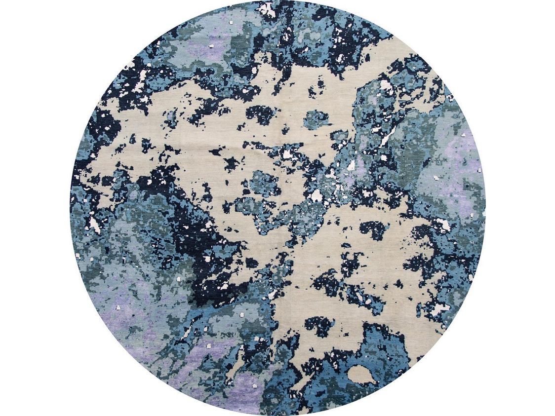 Modern Abstract Wool and Silk Rug 12 X 16