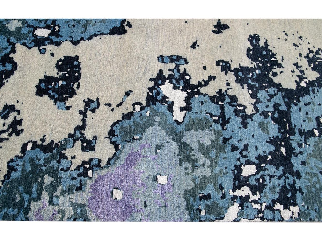 Modern Abstract Wool and Silk Rug 12 X 16