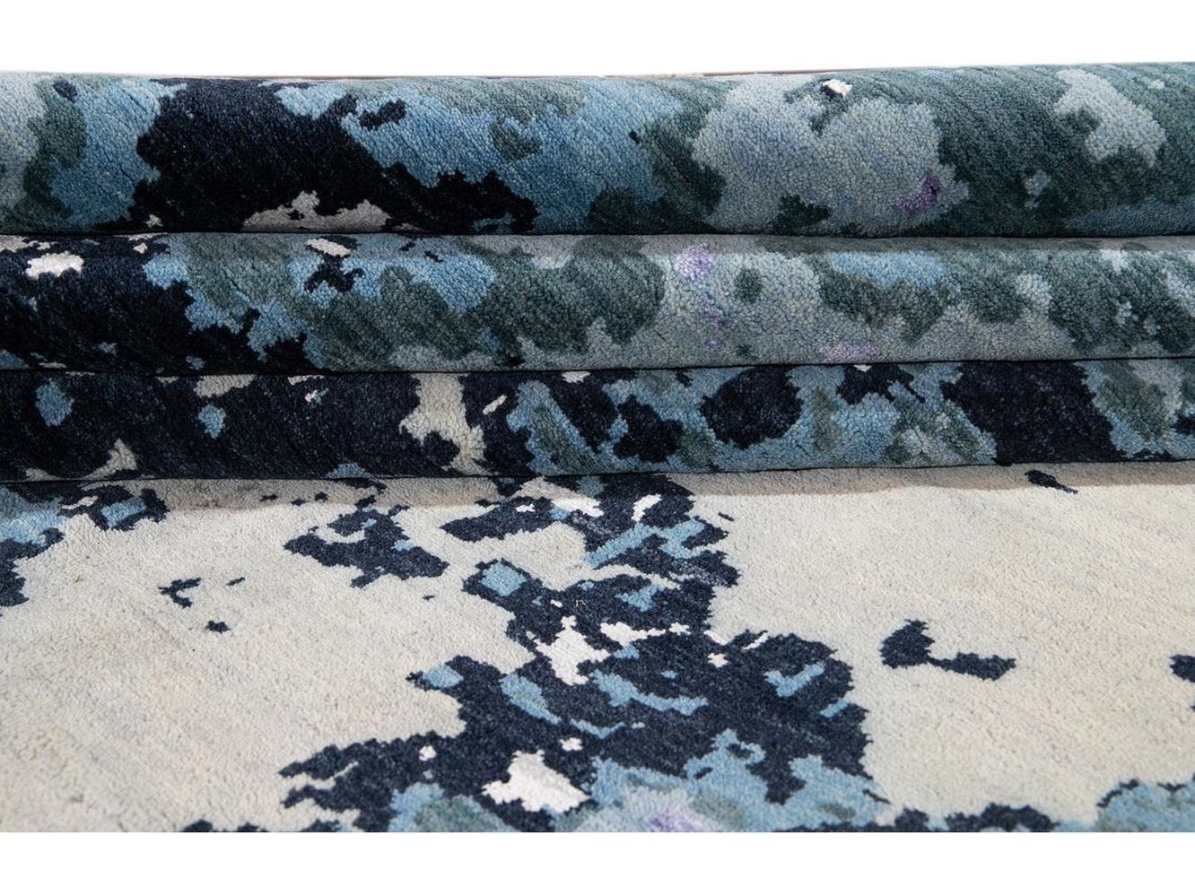Modern Abstract Wool and Silk Rug 12 X 16