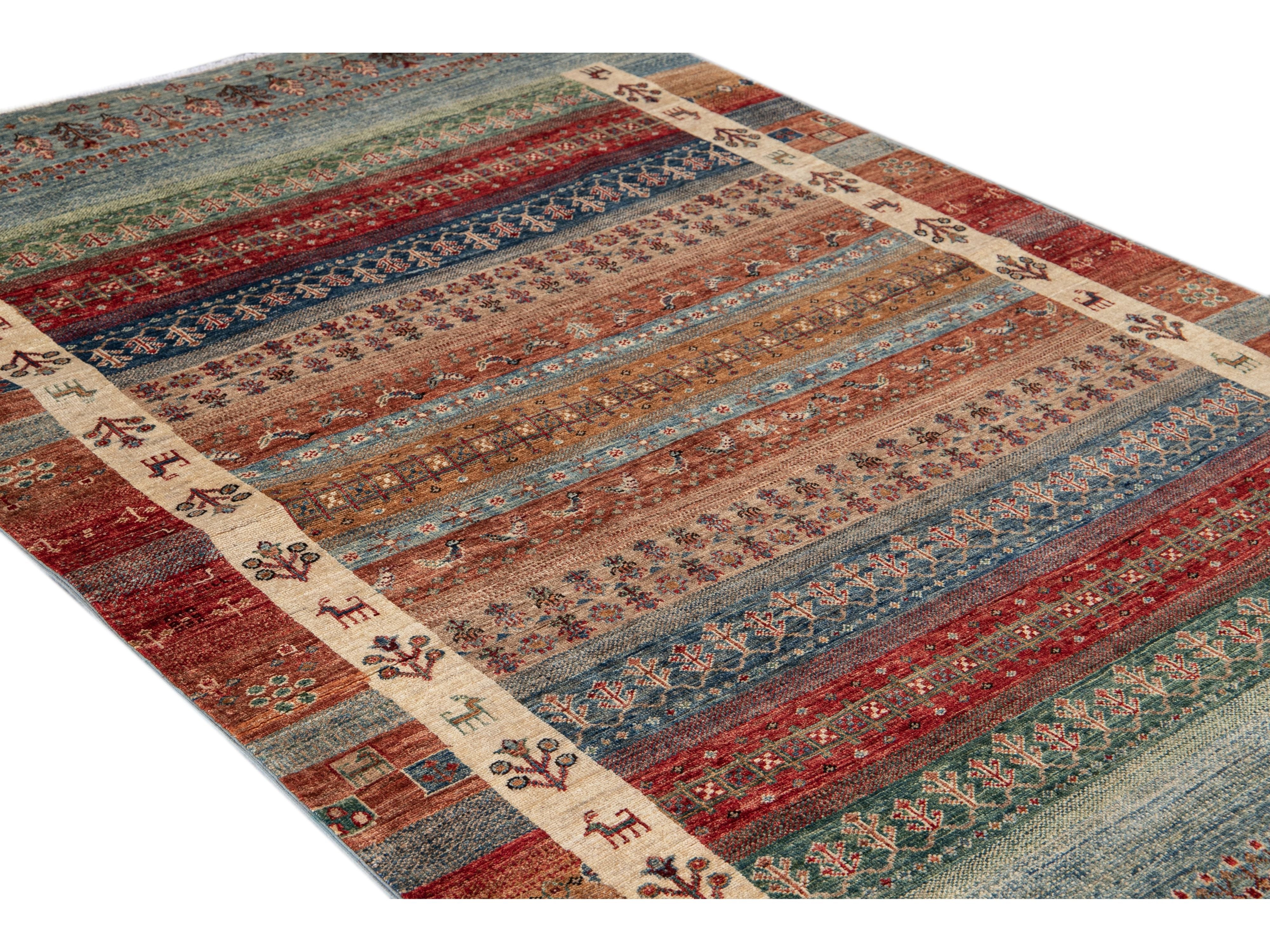 Modern Gabbeh-Style Rug 5 X 8