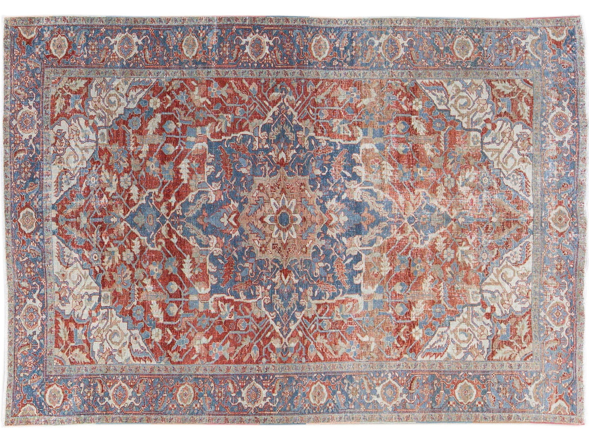 Antique Heriz  Wool Rug 7 X 11